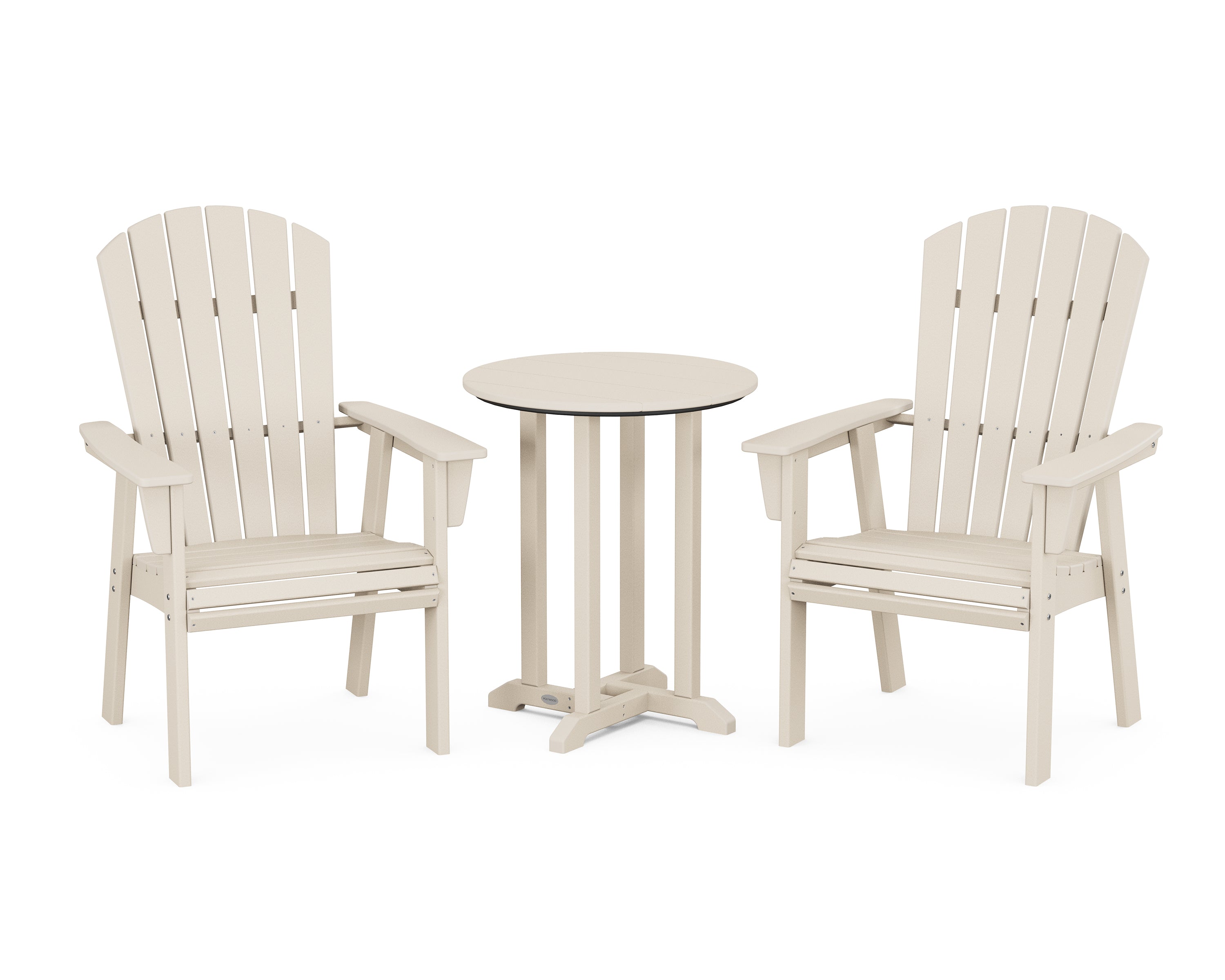 POLYWOOD® Nautical Adirondack 3-Piece Round Bistro Dining Set in Sand