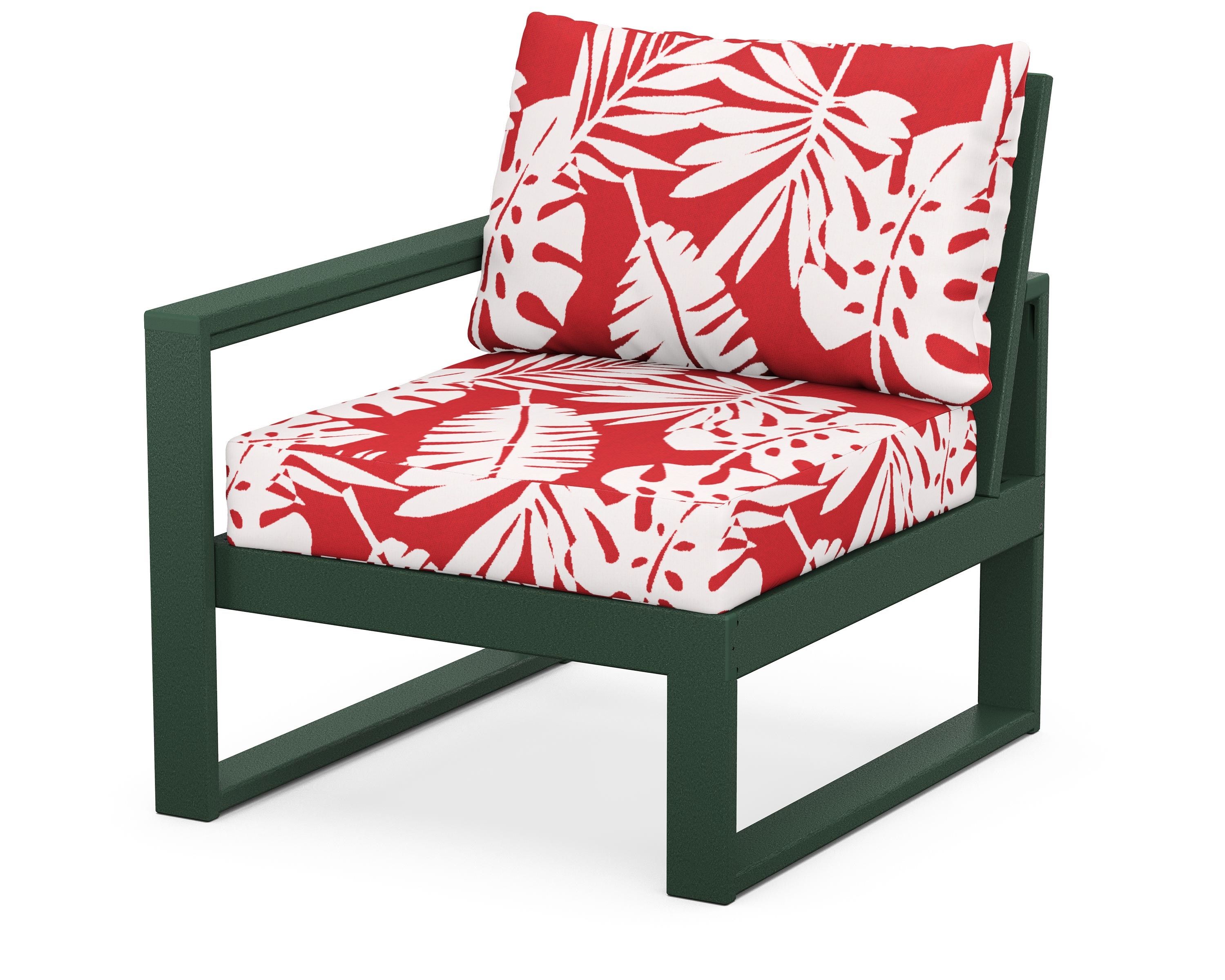 POLYWOOD® EDGE Modular Left Arm Chair in Green / Leaf Crimson
