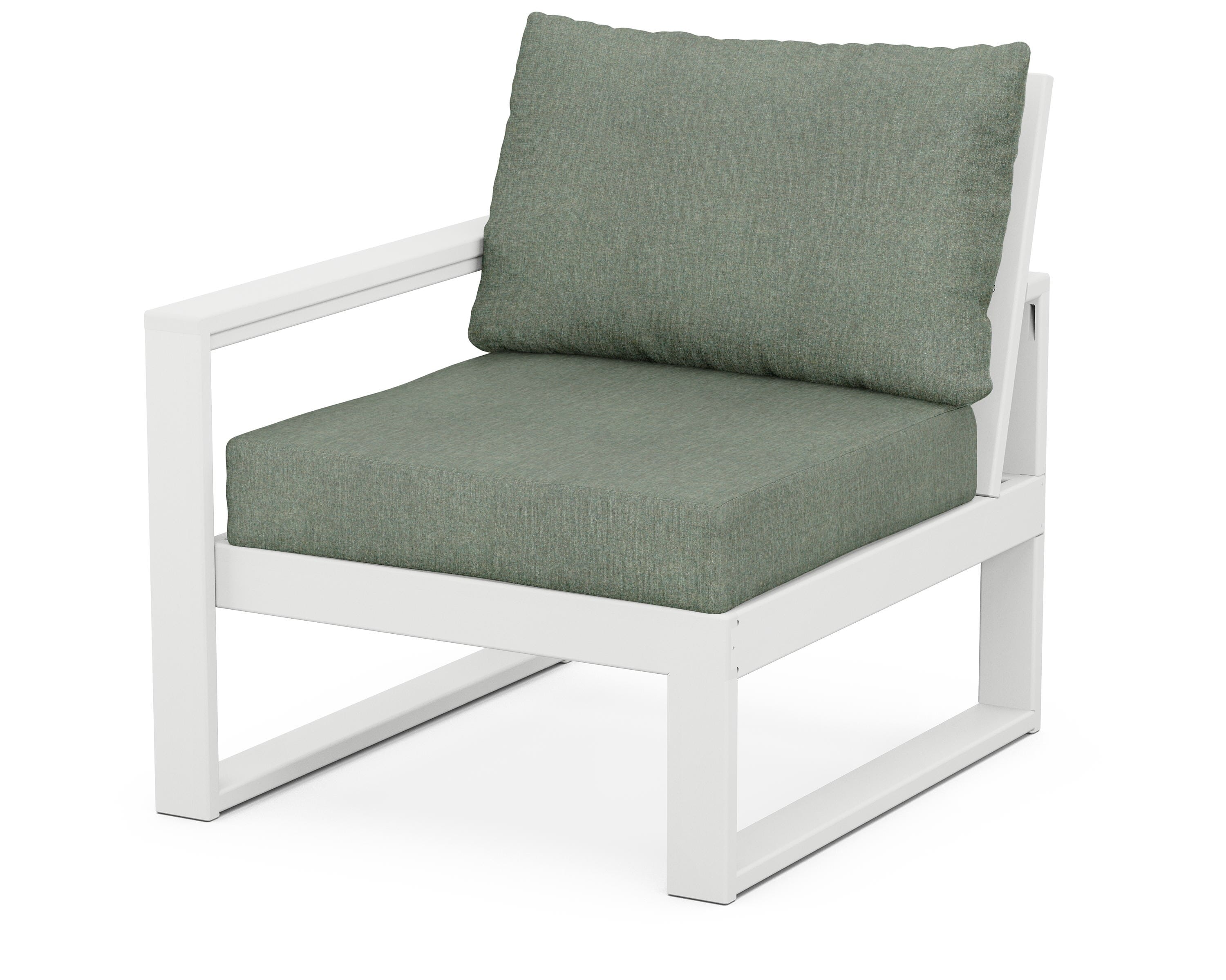 POLYWOOD® EDGE Modular Left Arm Chair in White / Cast Sage
