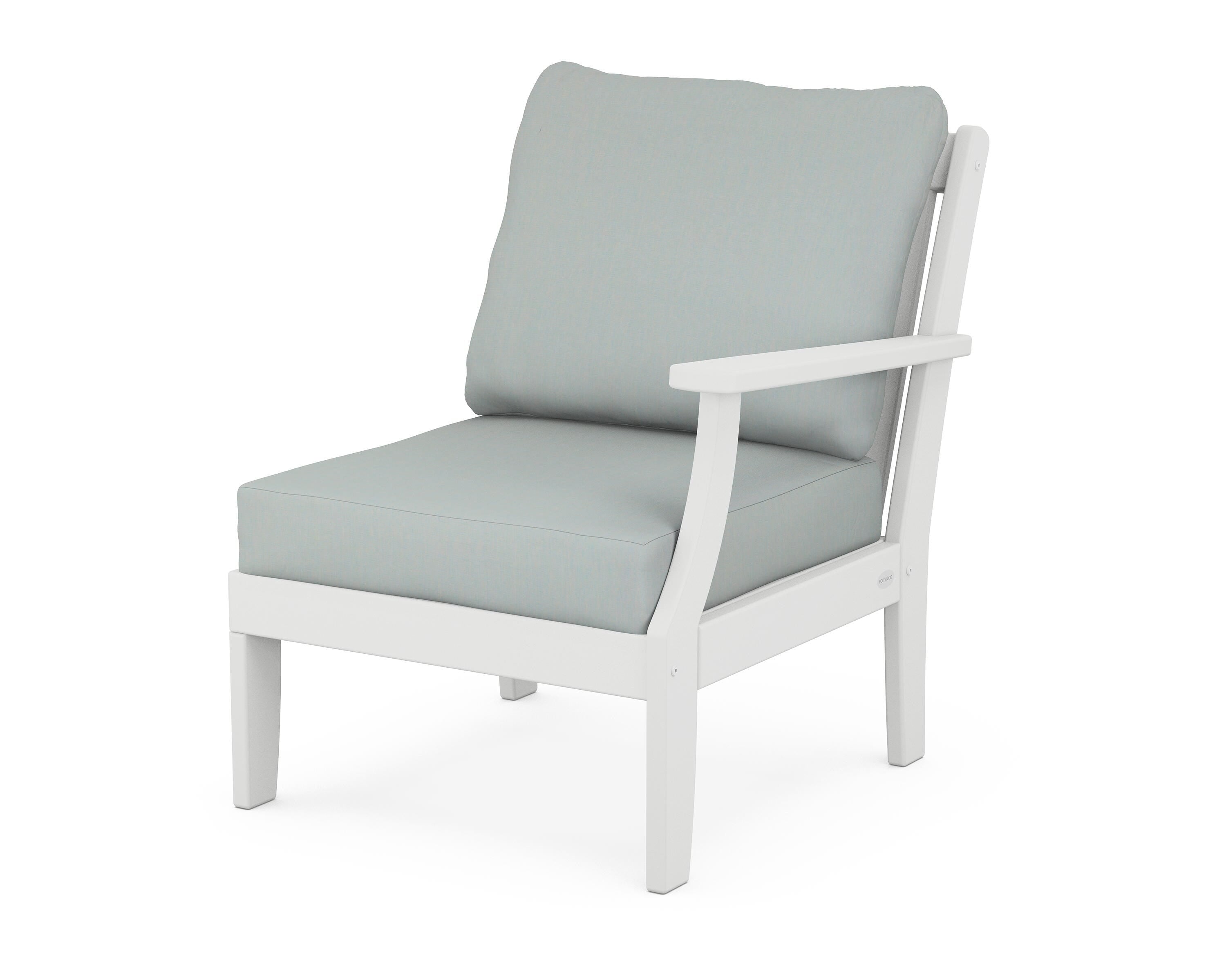 POLYWOOD® Braxton Modular Right Arm Chair in White / Spa