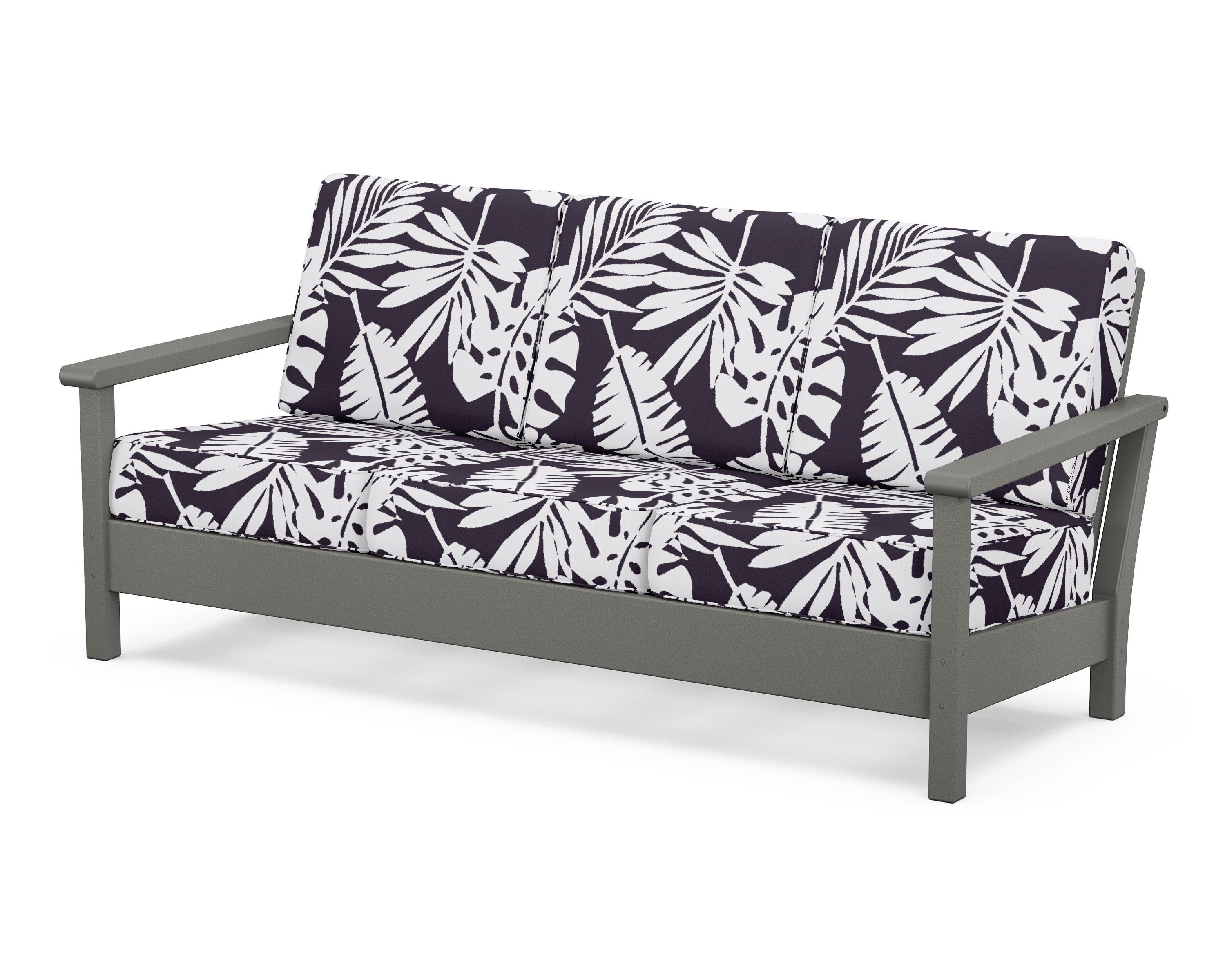 POLYWOOD® Harbour Deep Seating Sofa in Slate Grey / Leaf Navy
