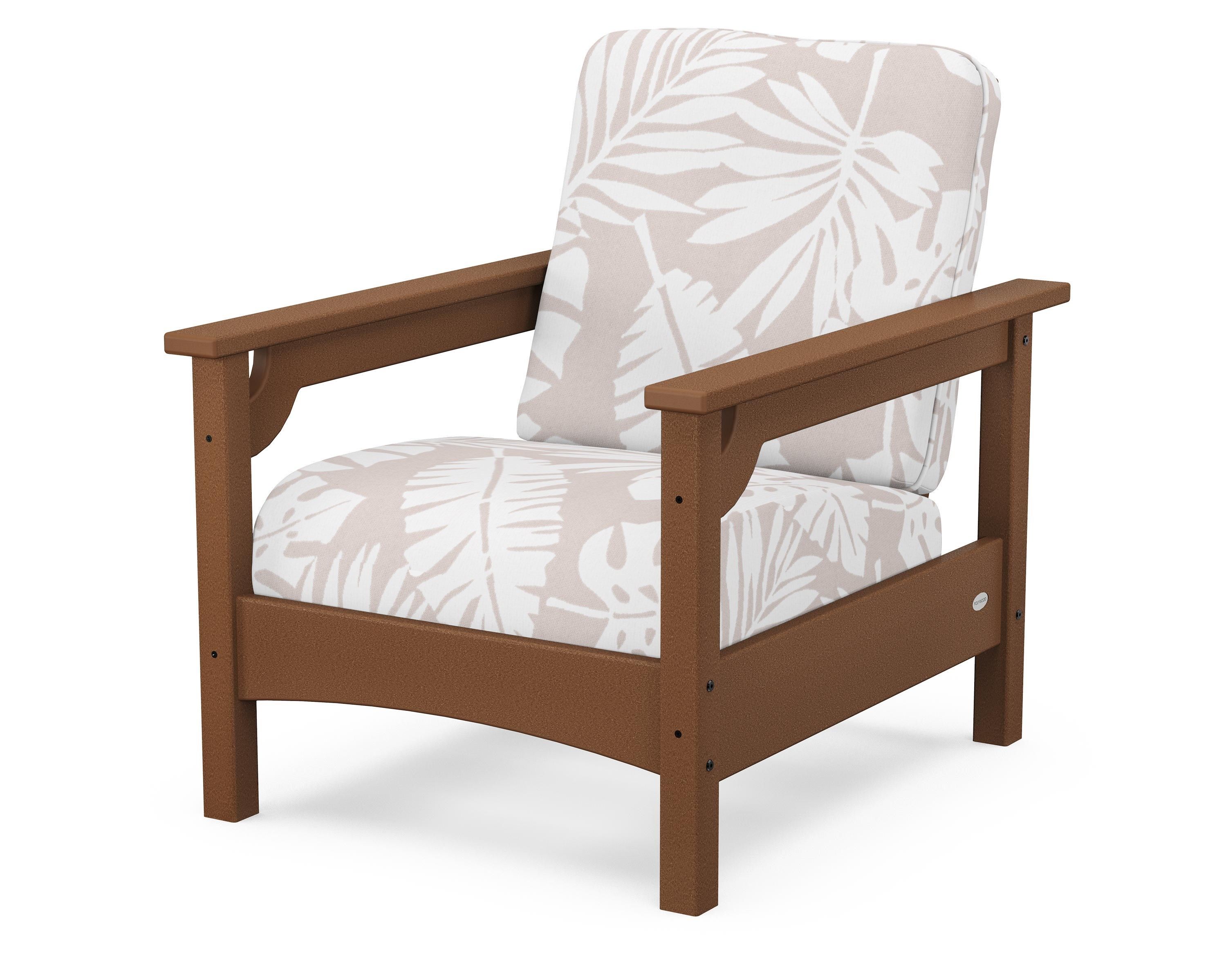 POLYWOOD® Club Chair in Teak / Leaf Dune Burlap