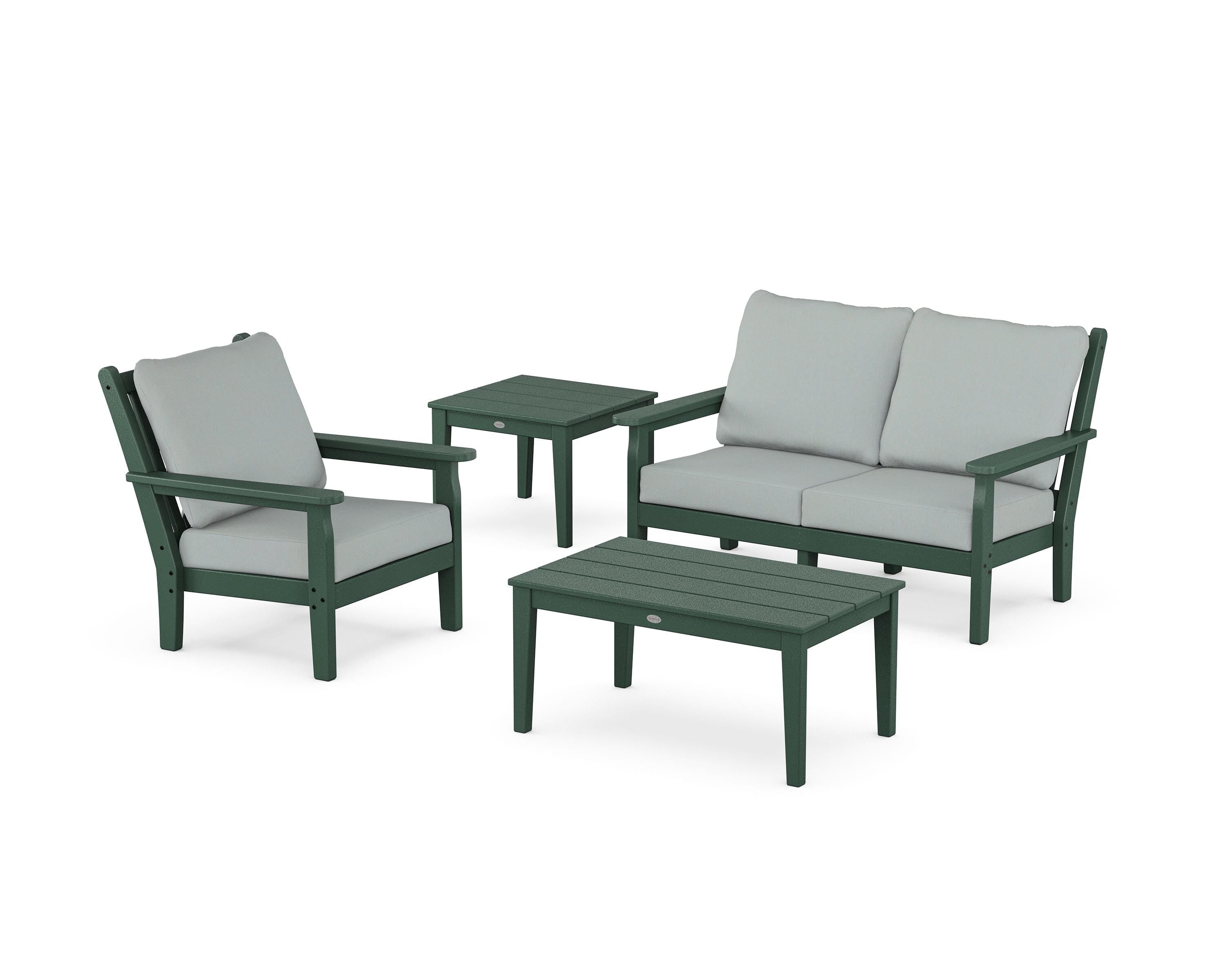 POLYWOOD® Chippendale 4-Piece Deep Seating Set in Green / Spa