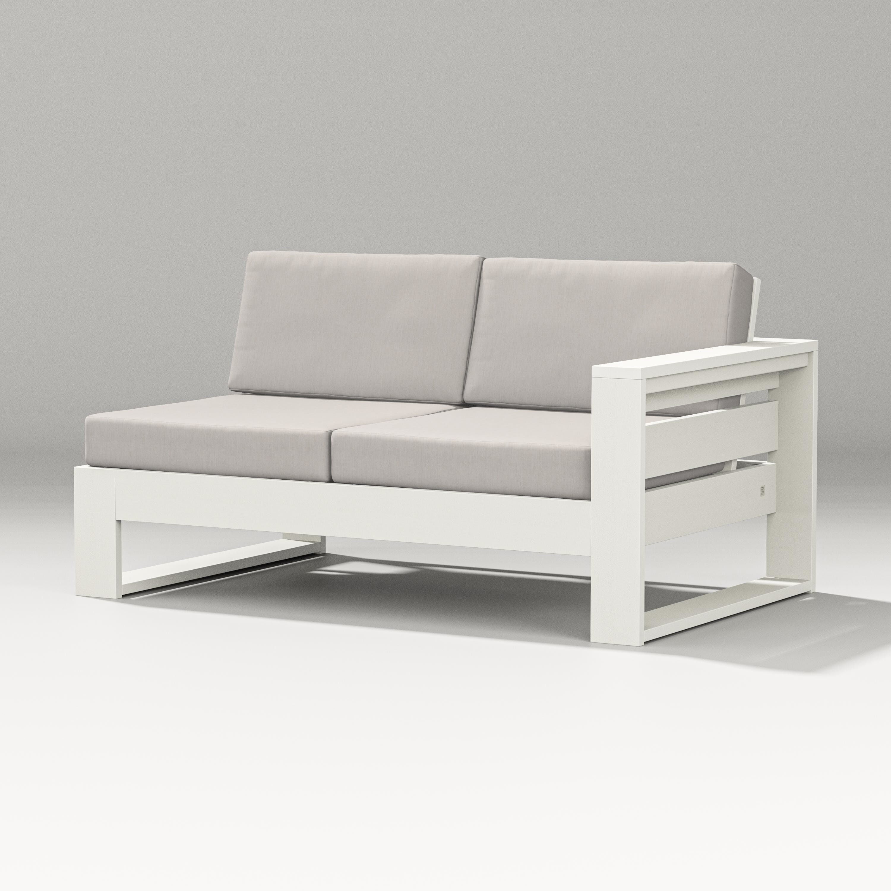 PW Designer Series Latitude Modular Right Arm Loveseat in Vintage White / Cast Ash