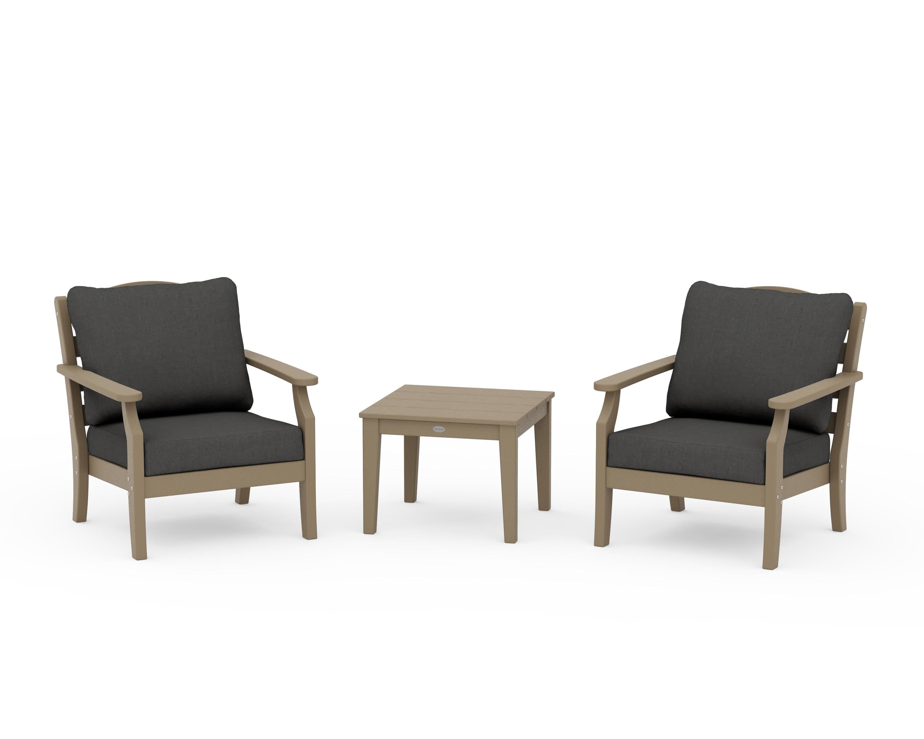 Draper James™ by POLYWOOD® Savannah 3-Piece Deep Seating Set in Vintage Sahara / Spectrum Carbon