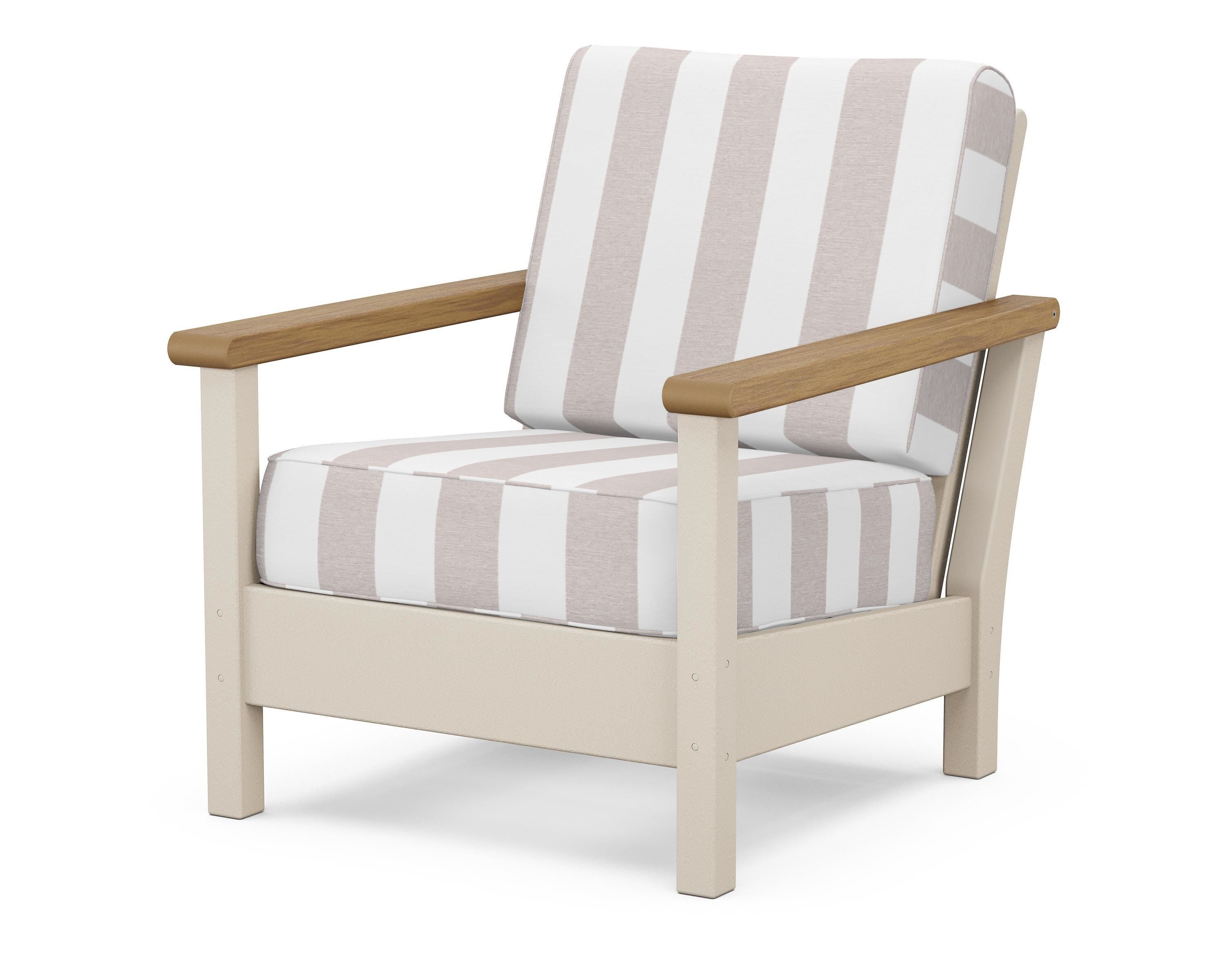 POLYWOOD® Harbour Deep Seating Chair in Sand / Natural / Cabana Stripe Dune Burlap
