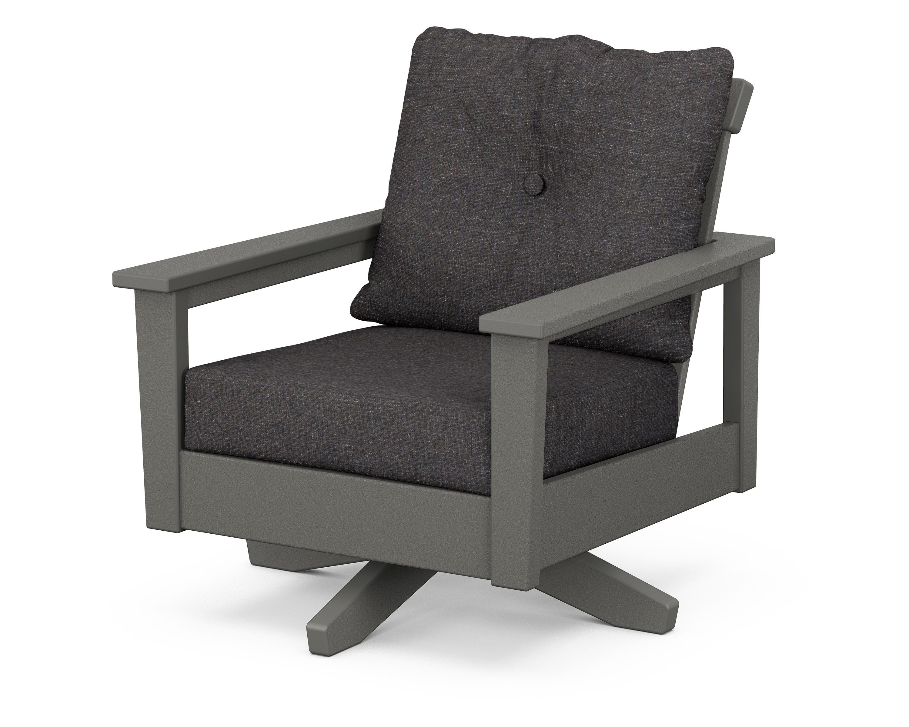 POLYWOOD® Prescott Deep Seating Swivel Chair in Slate Grey / Ash Charcoal