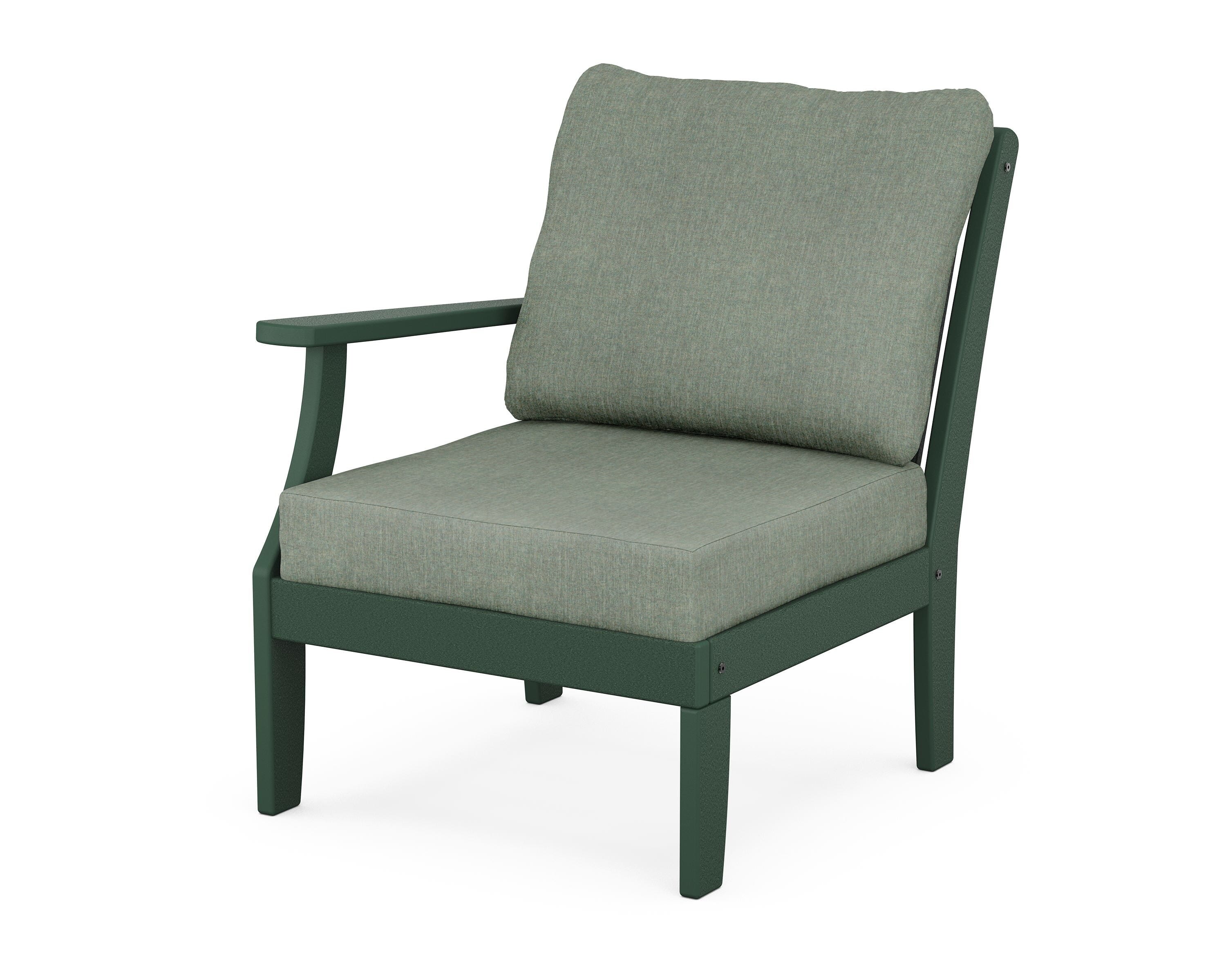 POLYWOOD® Braxton Modular Left Arm Chair in Green / Cast Sage