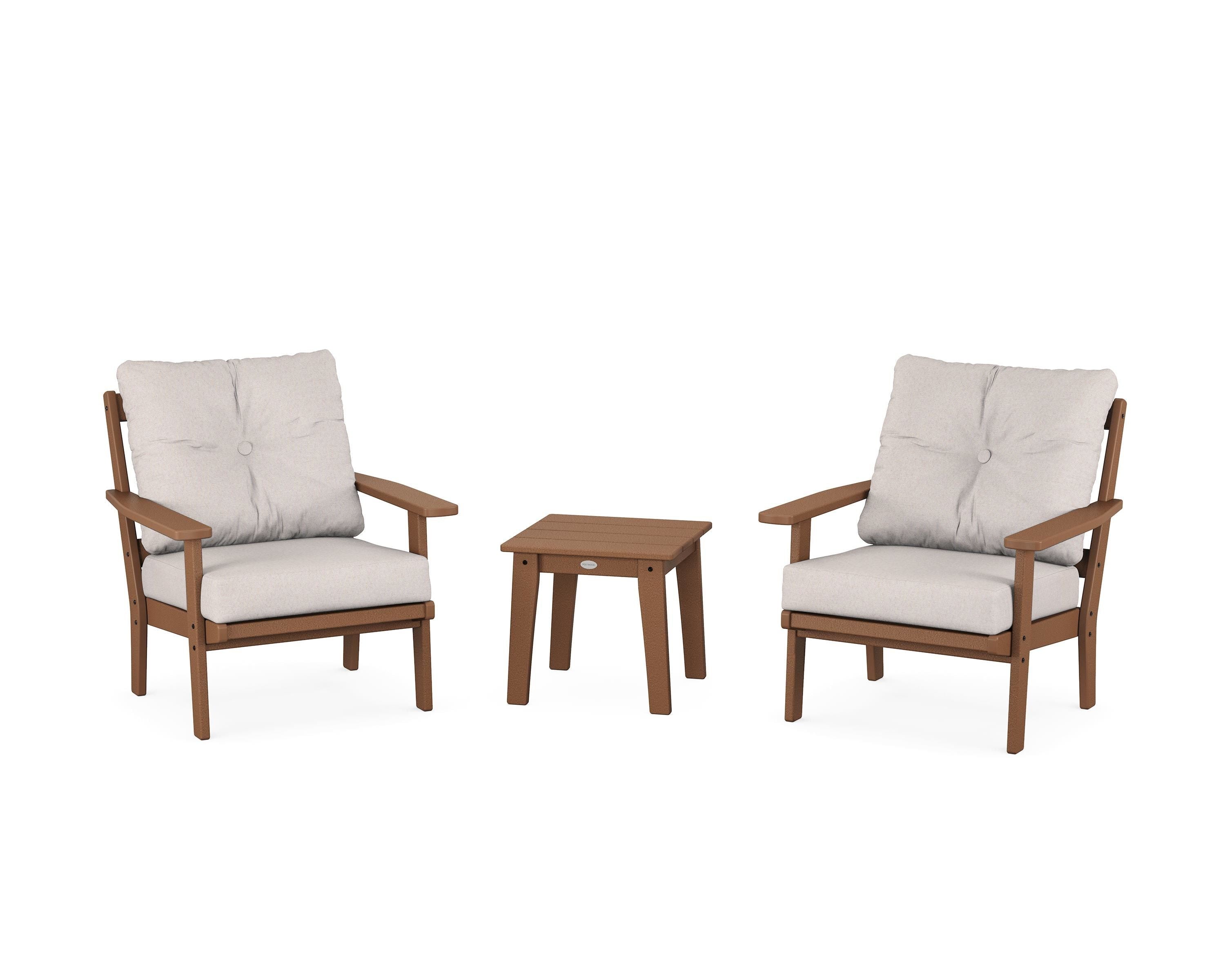 POLYWOOD® Prairie 3-Piece Deep Seating Set in Teak / Dune Burlap