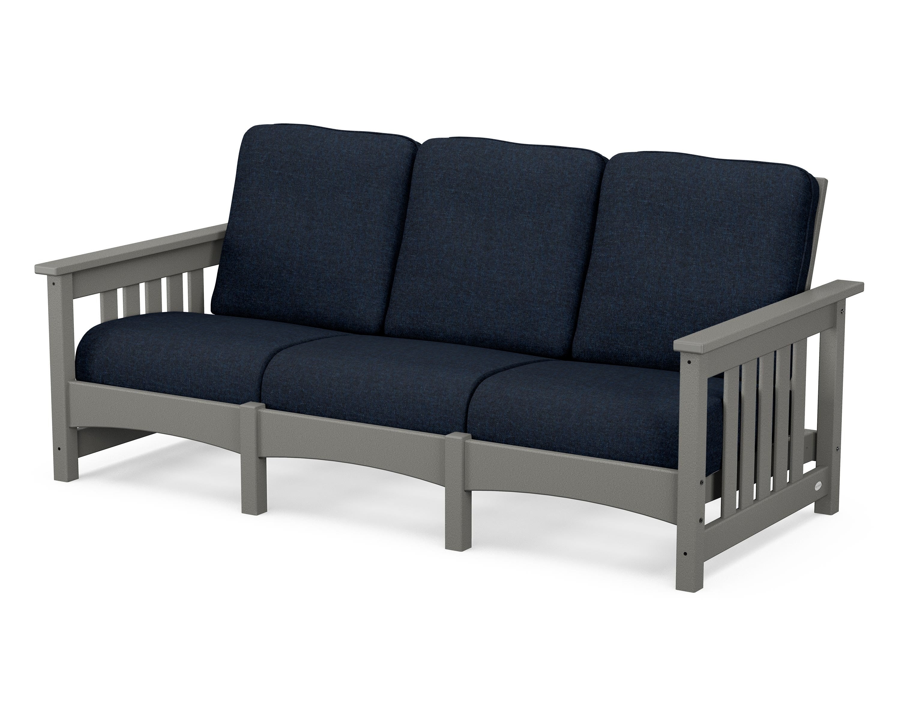 POLYWOOD® Club Mission Sofa in Slate Grey / Marine Indigo
