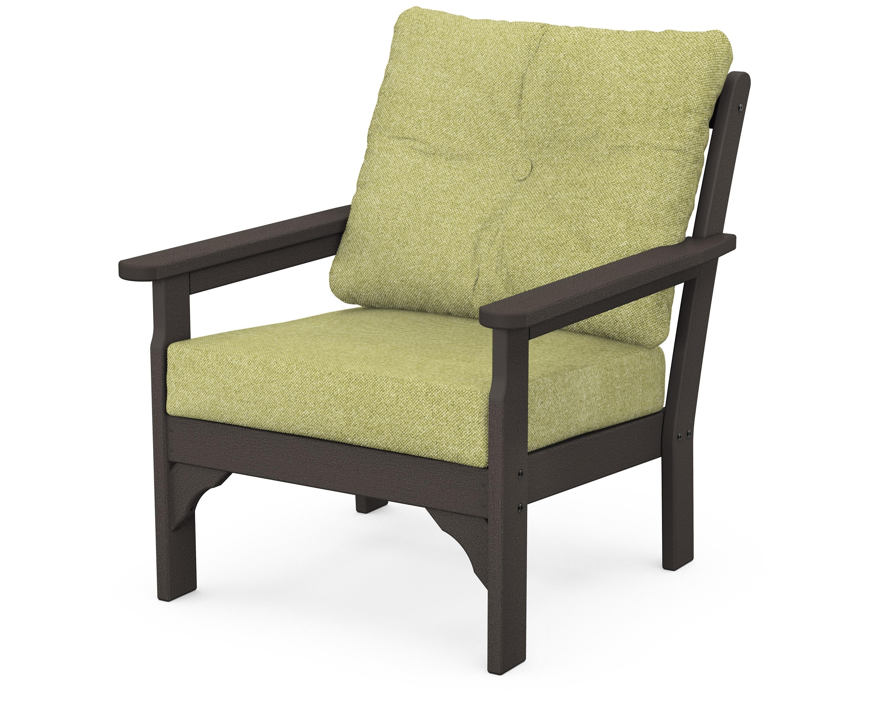 POLYWOOD® Vineyard Deep Seating Chair in Vintage Coffee / Chartreuse Boucle