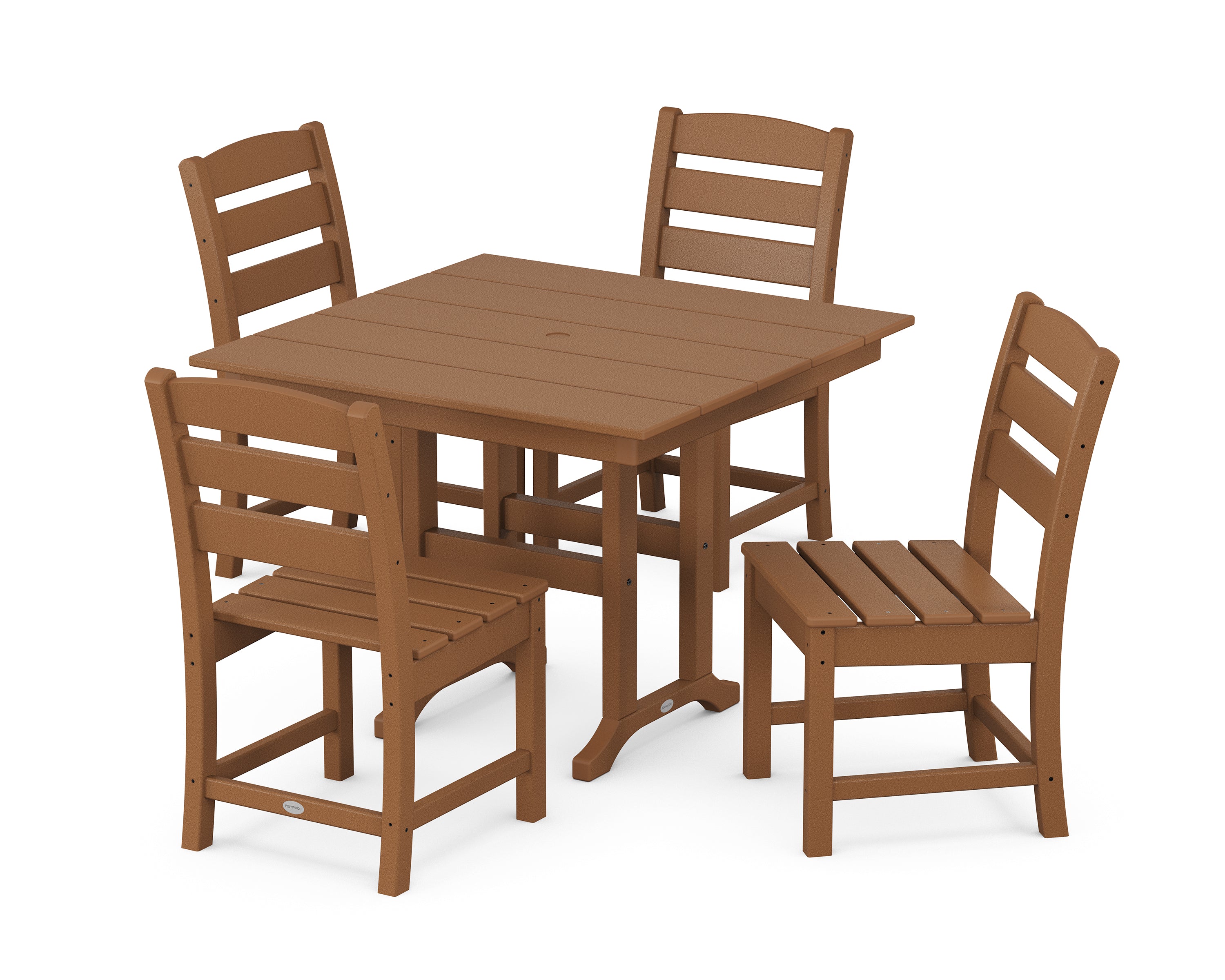 POLYWOOD® Lakeside Side Chair 5-Piece Farmhouse Dining Set in Teak