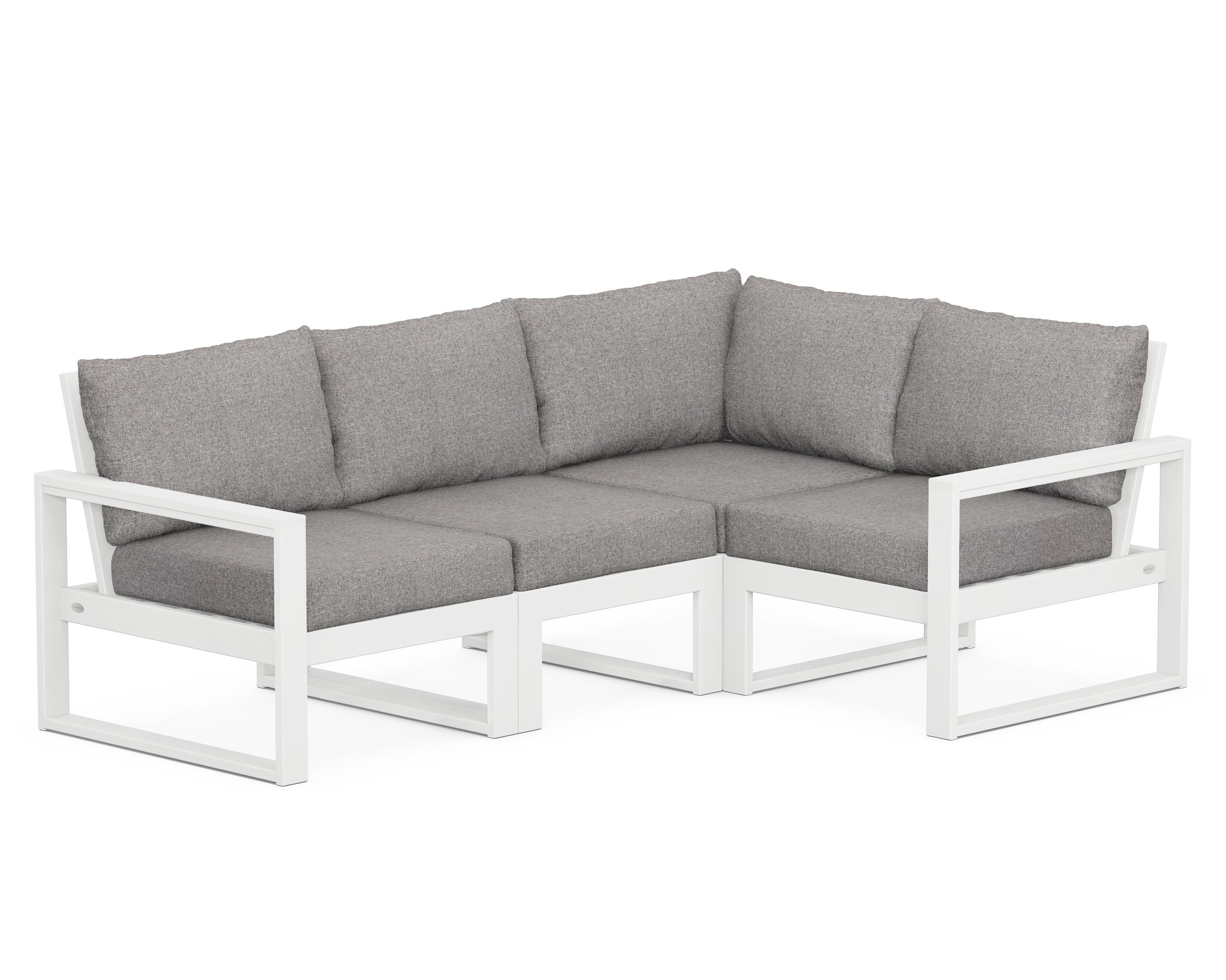 POLYWOOD® EDGE 4-Piece Modular Deep Seating Set in White / Grey Mist