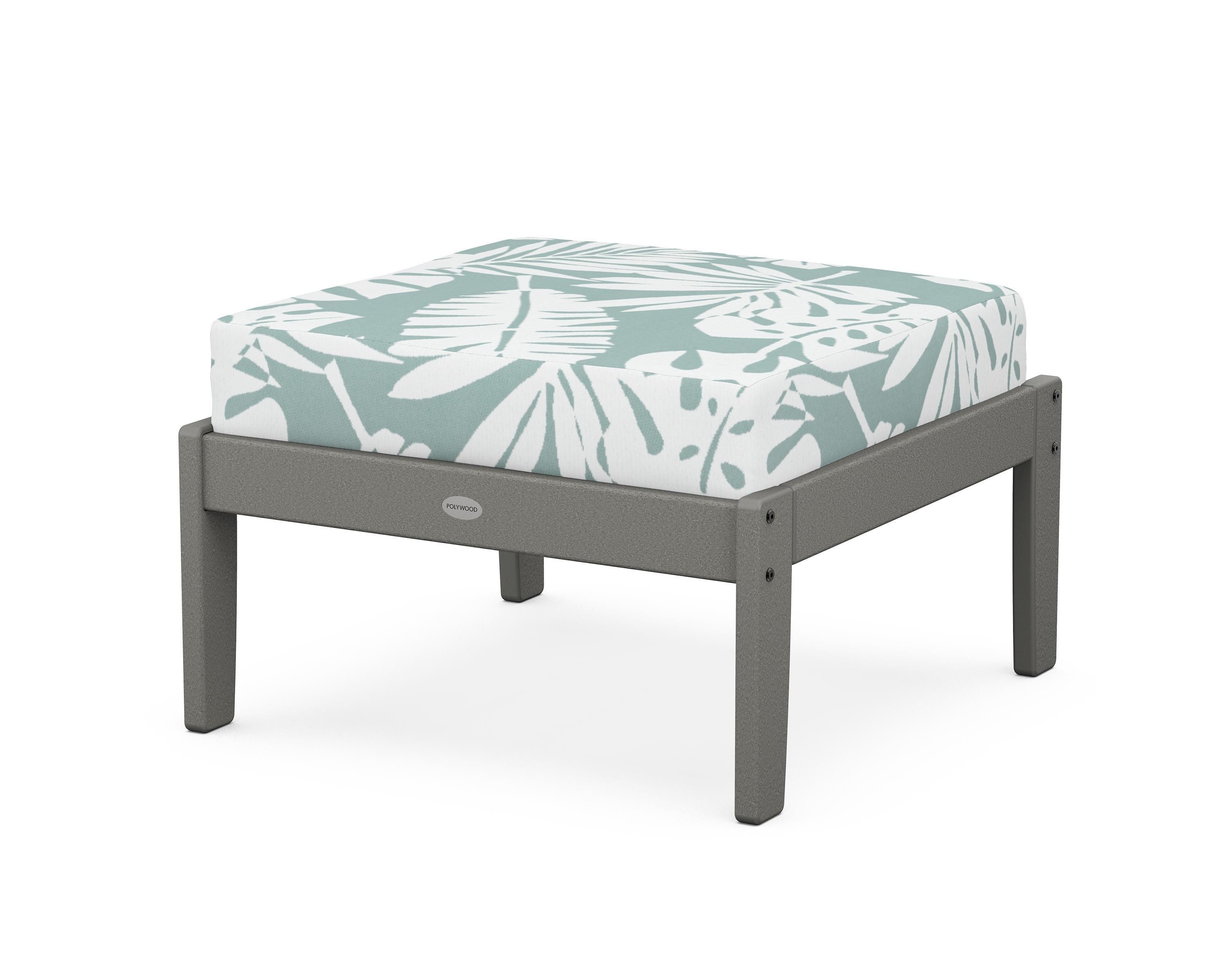 POLYWOOD® Braxton Deep Seating Ottoman in Slate Grey / Leaf Glacier Spa