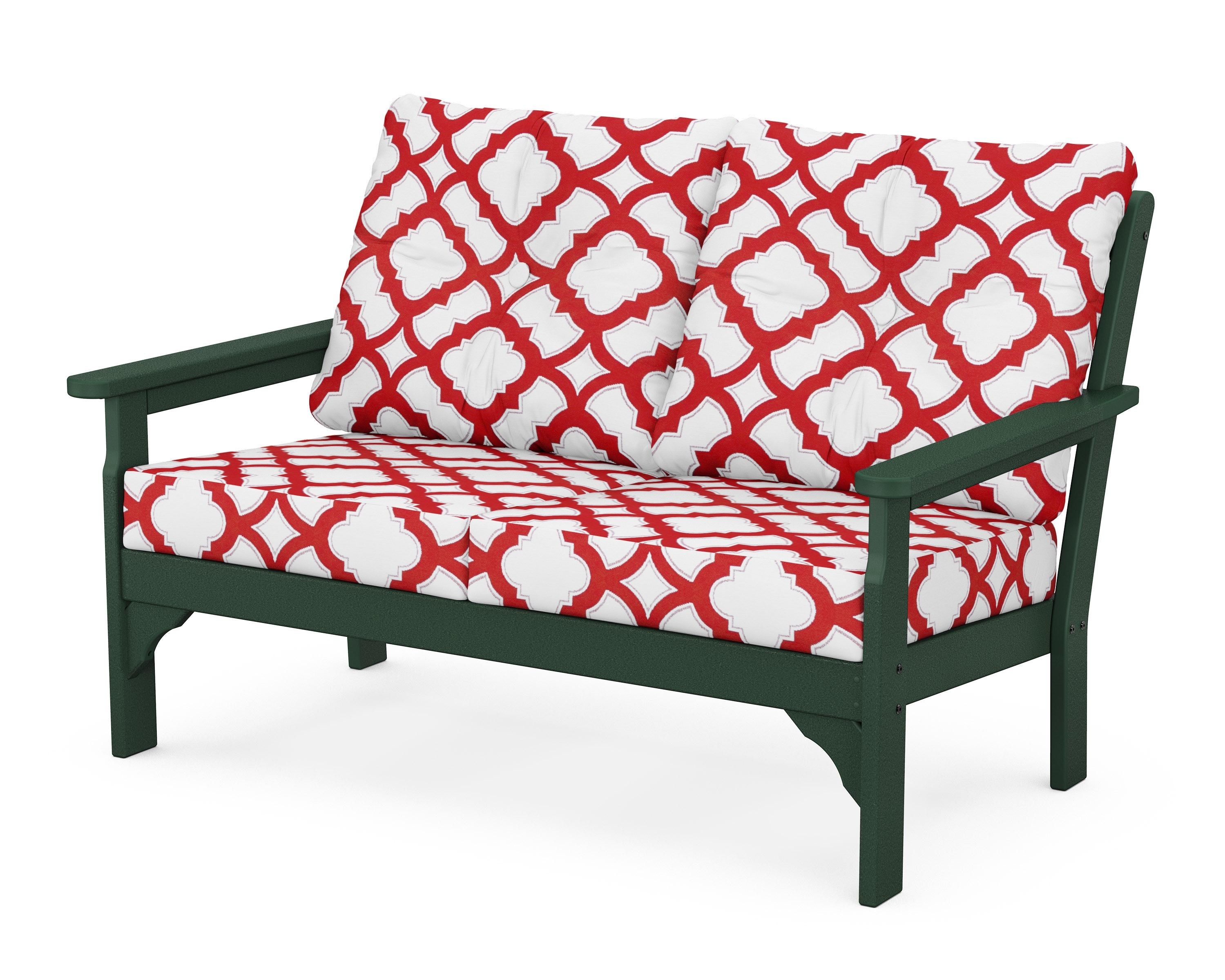 POLYWOOD® Vineyard Deep Seating Loveseat in Green / Trellis Crimson