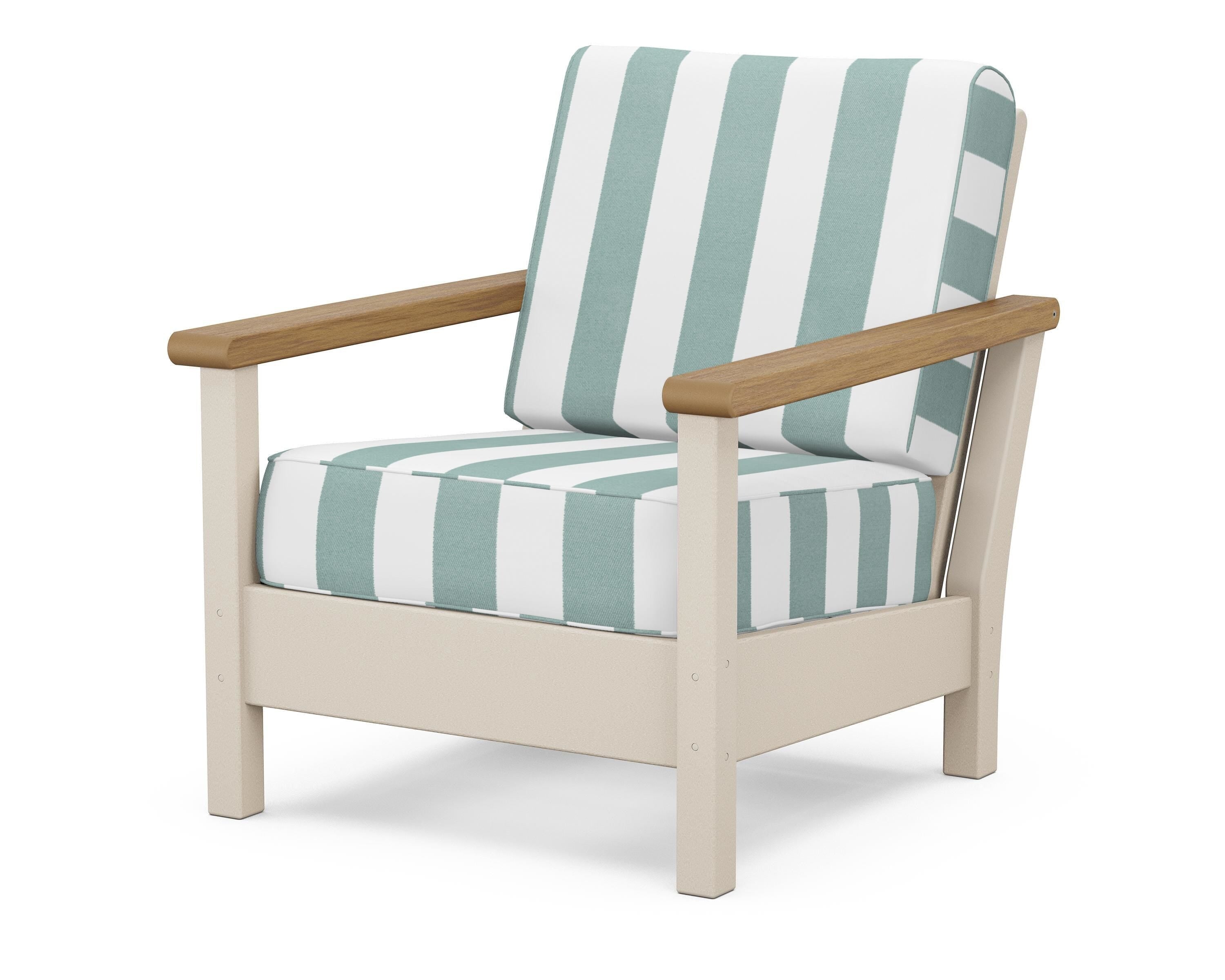 POLYWOOD® Harbour Deep Seating Chair in Sand / Natural / Cabana Stripe Glacier Spa