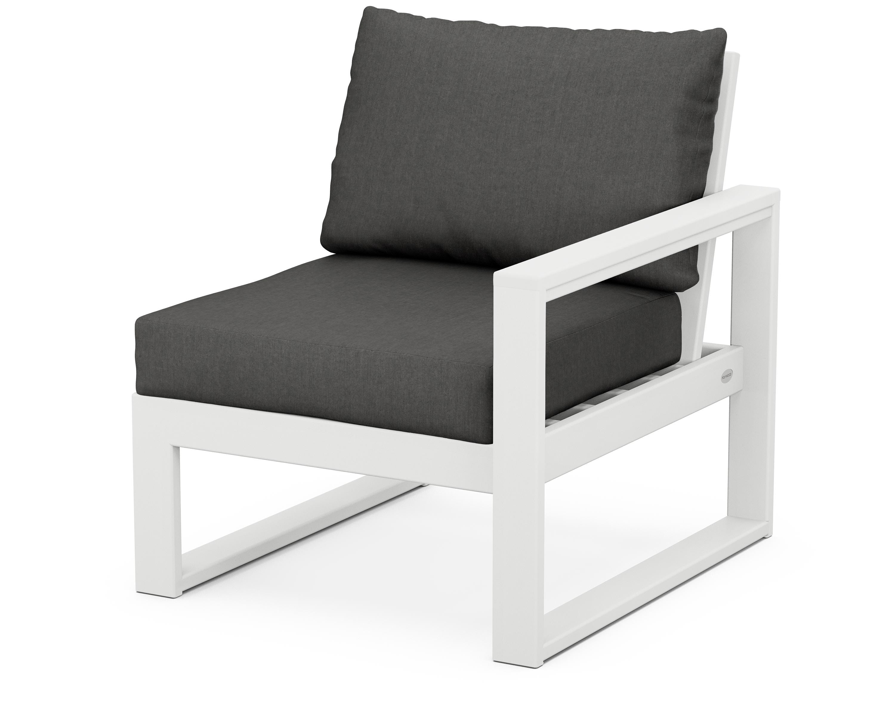 POLYWOOD® EDGE Modular Right Arm Chair in White / Spectrum Carbon