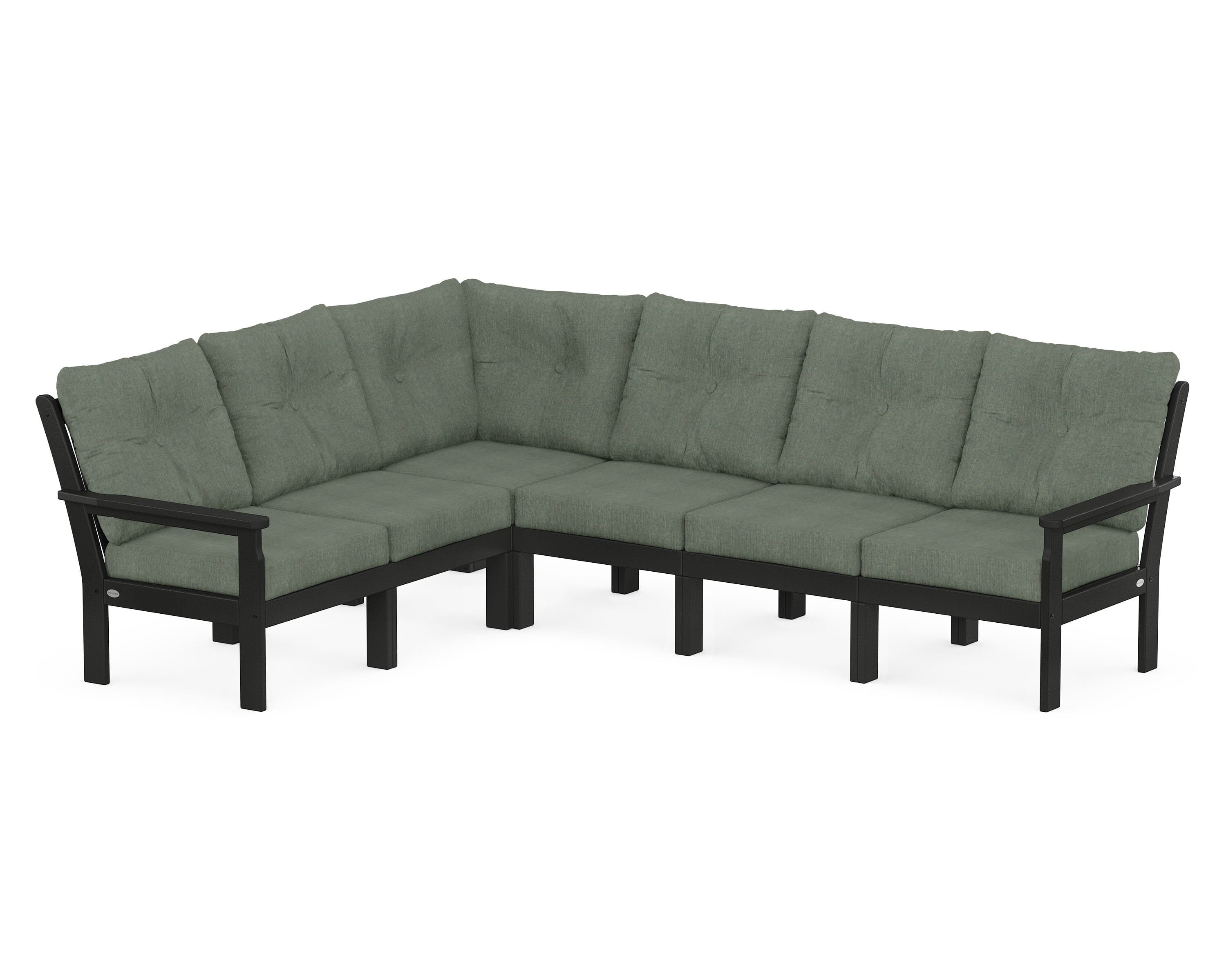 POLYWOOD® Vineyard 6-Piece Sectional in Black / Cast Sage