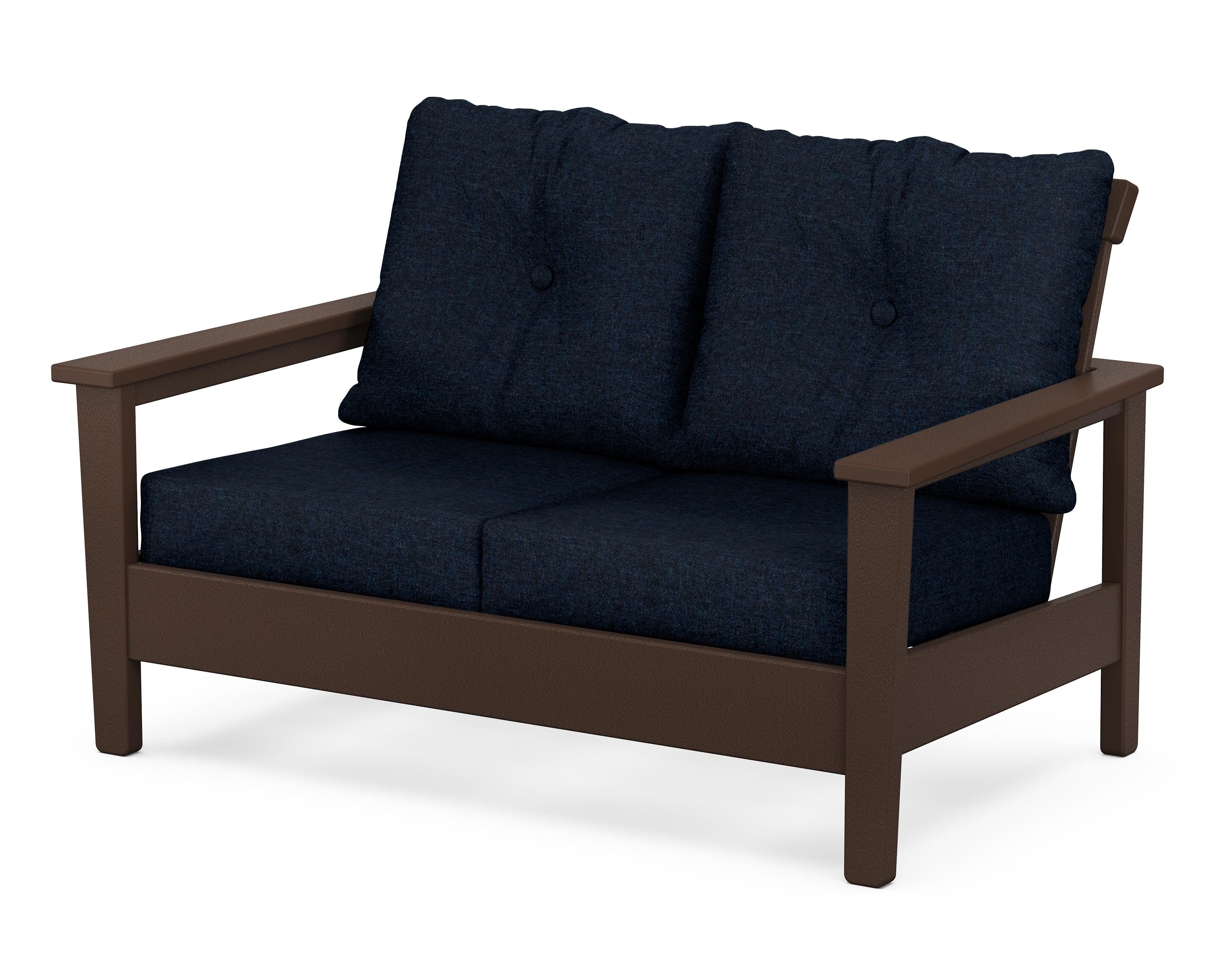 POLYWOOD® Prescott Deep Seating Loveseat in Mahogany / Marine Indigo