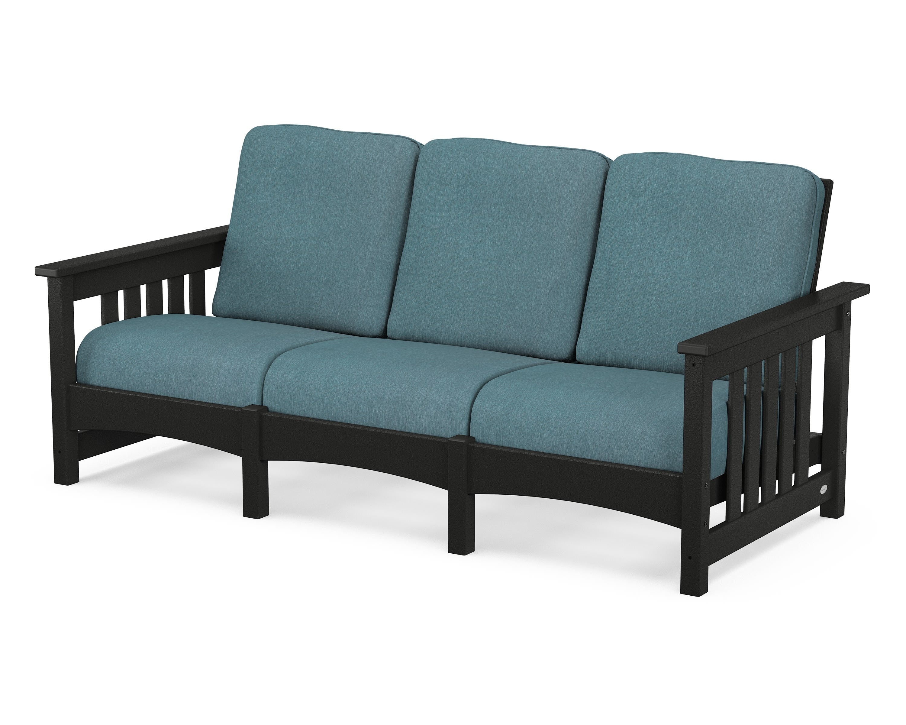 POLYWOOD® Club Mission Sofa in Black / Ocean Teal