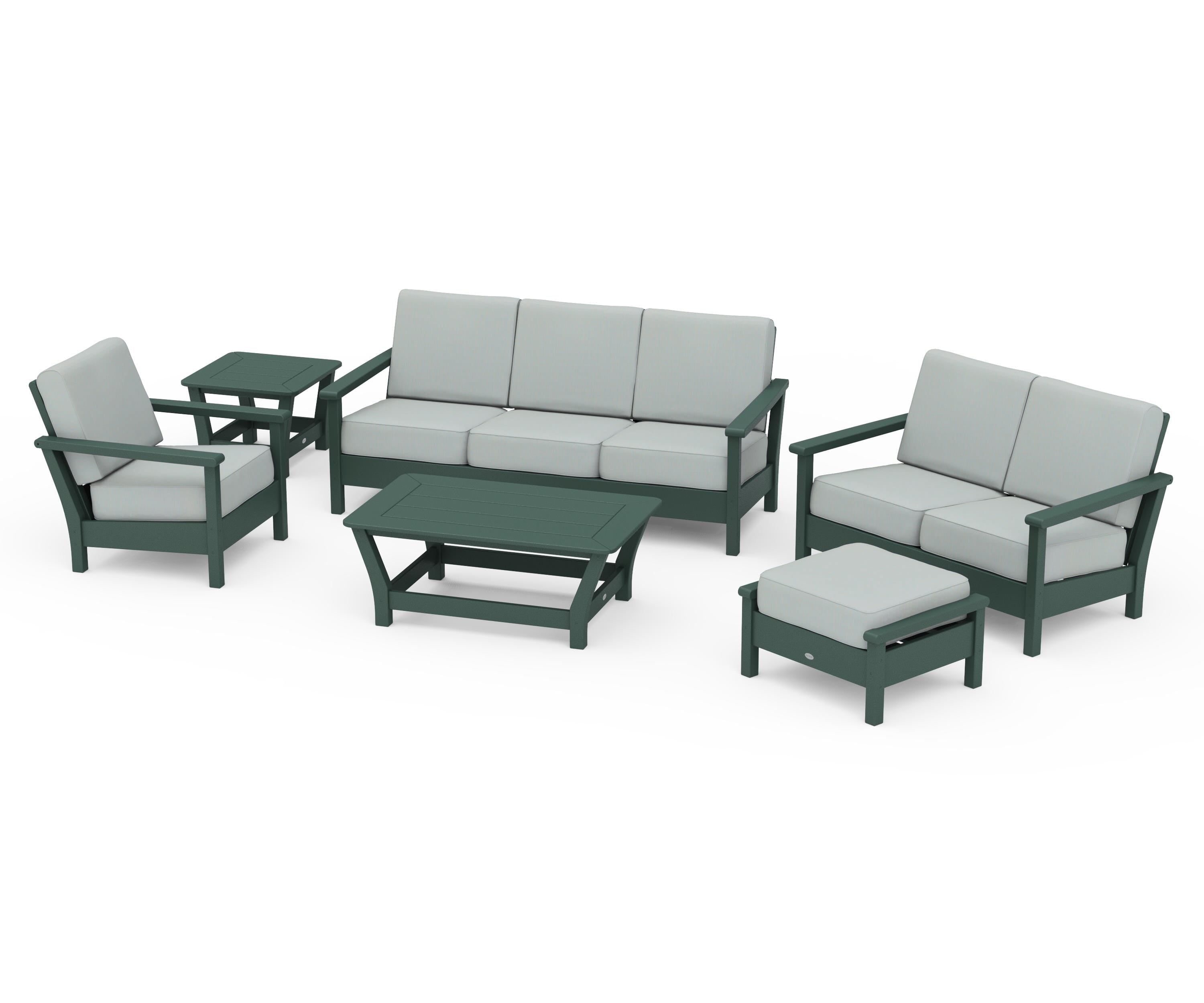 POLYWOOD® Harbour 6-Piece Outdoor Living Set in Green / Spa