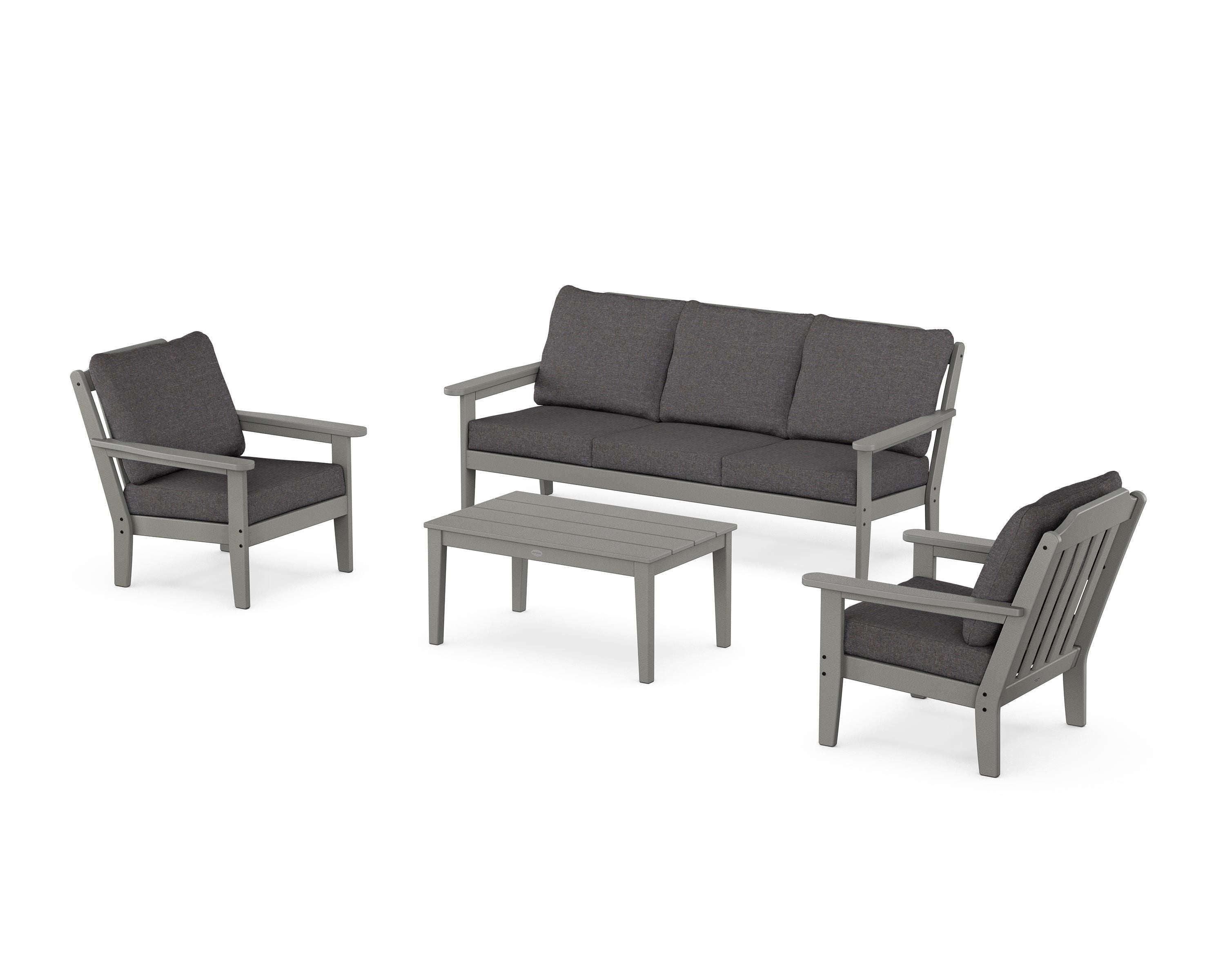 Country Living Cottage 4-Piece Deep Seating Set with Sofa in Slate Grey / Ash Charcoal