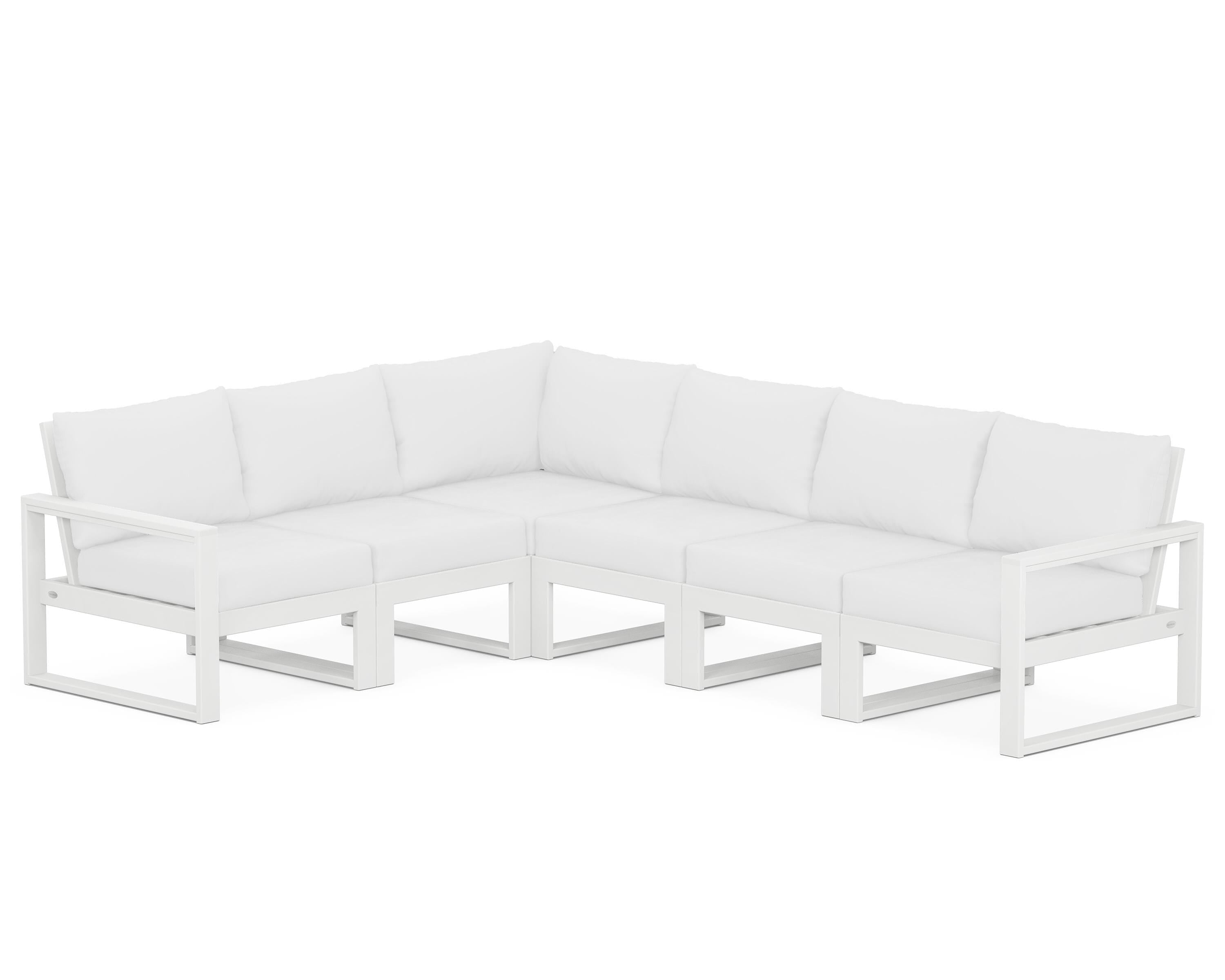 POLYWOOD® EDGE 6-Piece Modular Deep Seating Set in White / Natural