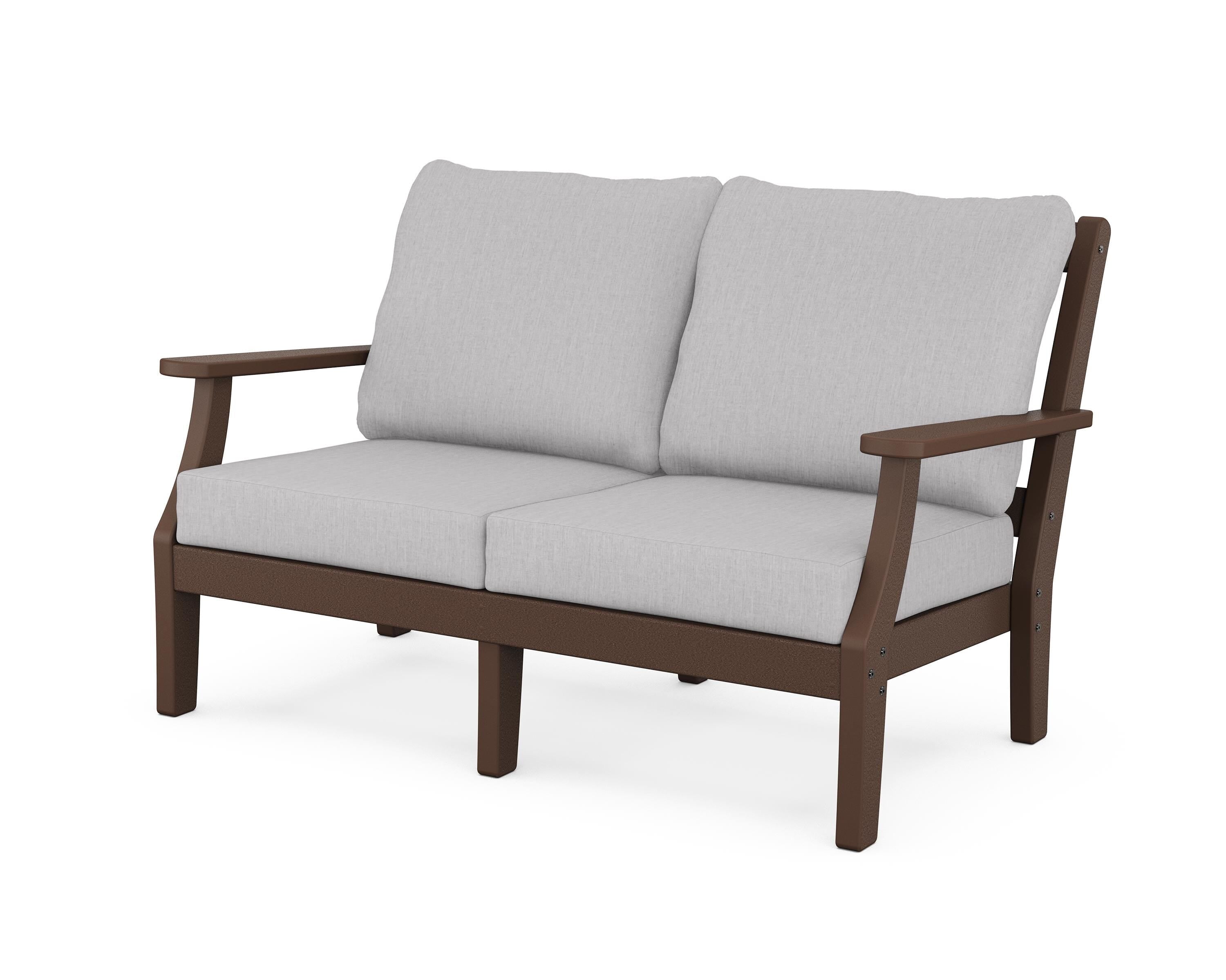 Martha Stewart by POLYWOOD® Chinoiserie Deep Seating Loveseat in Mahogany / Granite