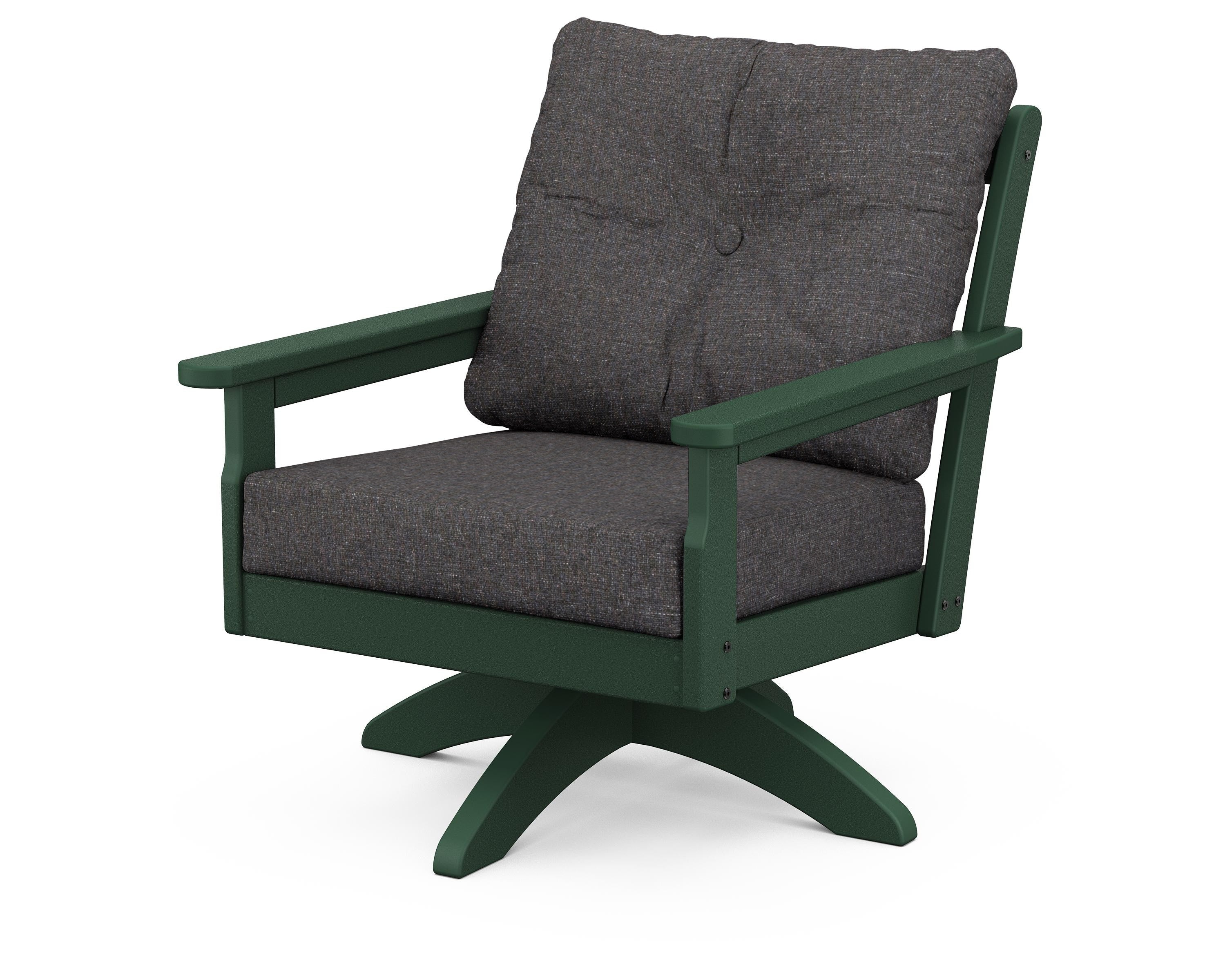 POLYWOOD® Vineyard Deep Seating Swivel Chair in Green / Ash Charcoal