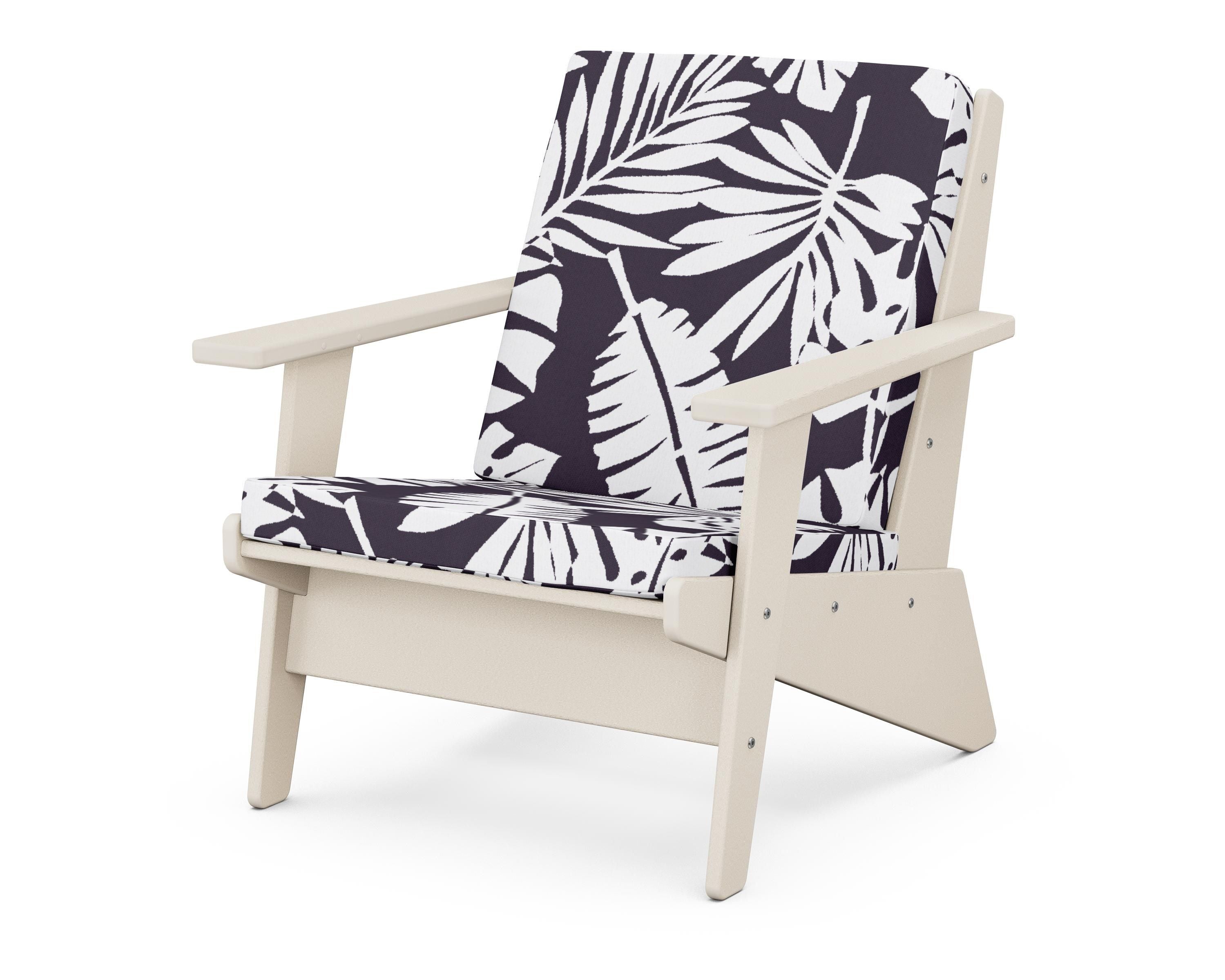 POLYWOOD® Riviera Modern Lounge Chair in Sand / Leaf Navy