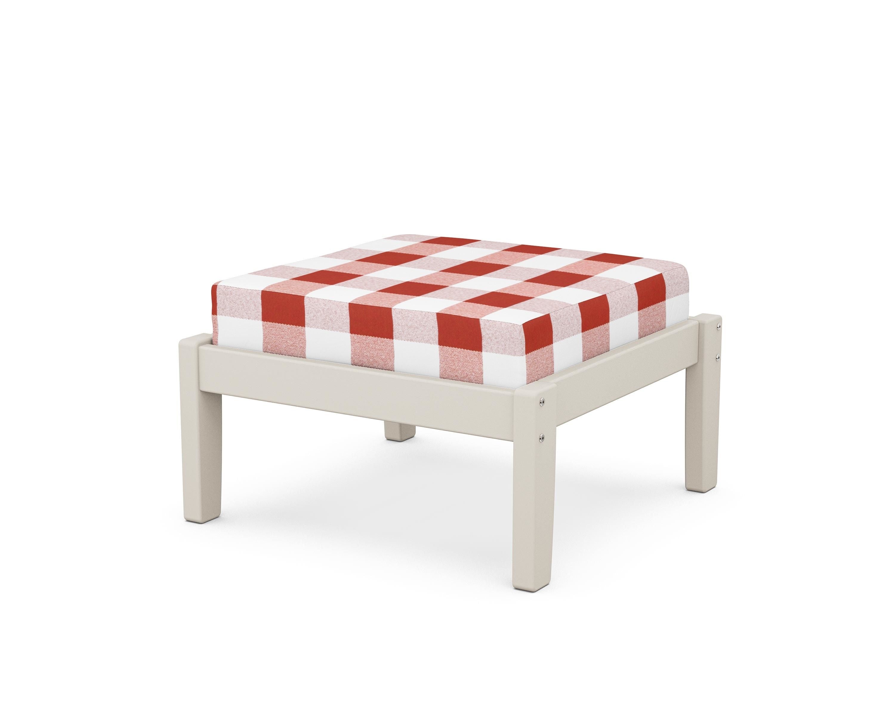 Unbranded Deep Seating Ottoman in Sand / Buffalo Plaid Crimson