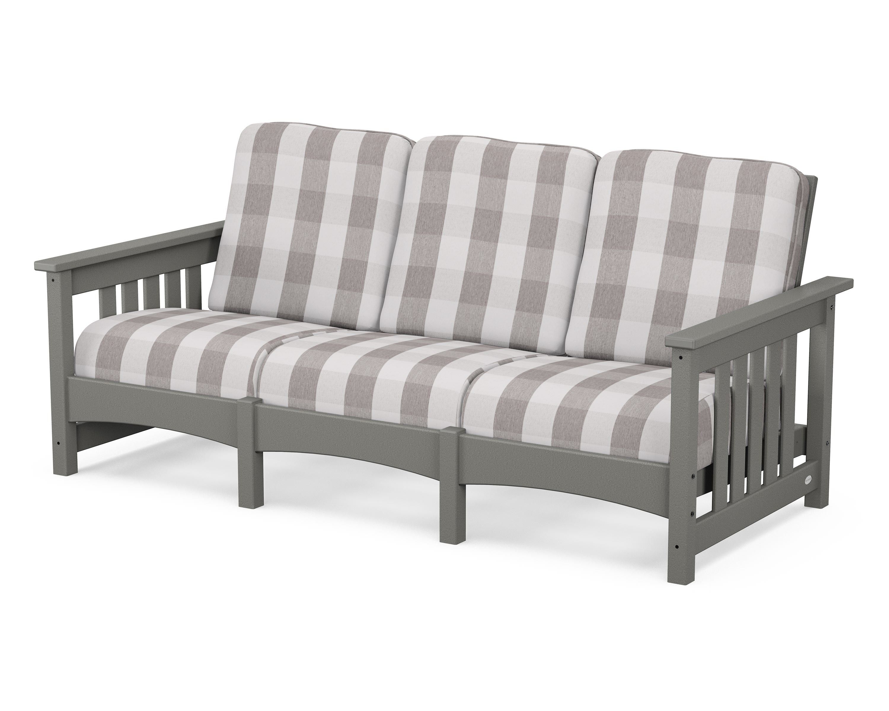 POLYWOOD® Club Mission Sofa in Slate Grey / Buffalo Plaid Grey Mist