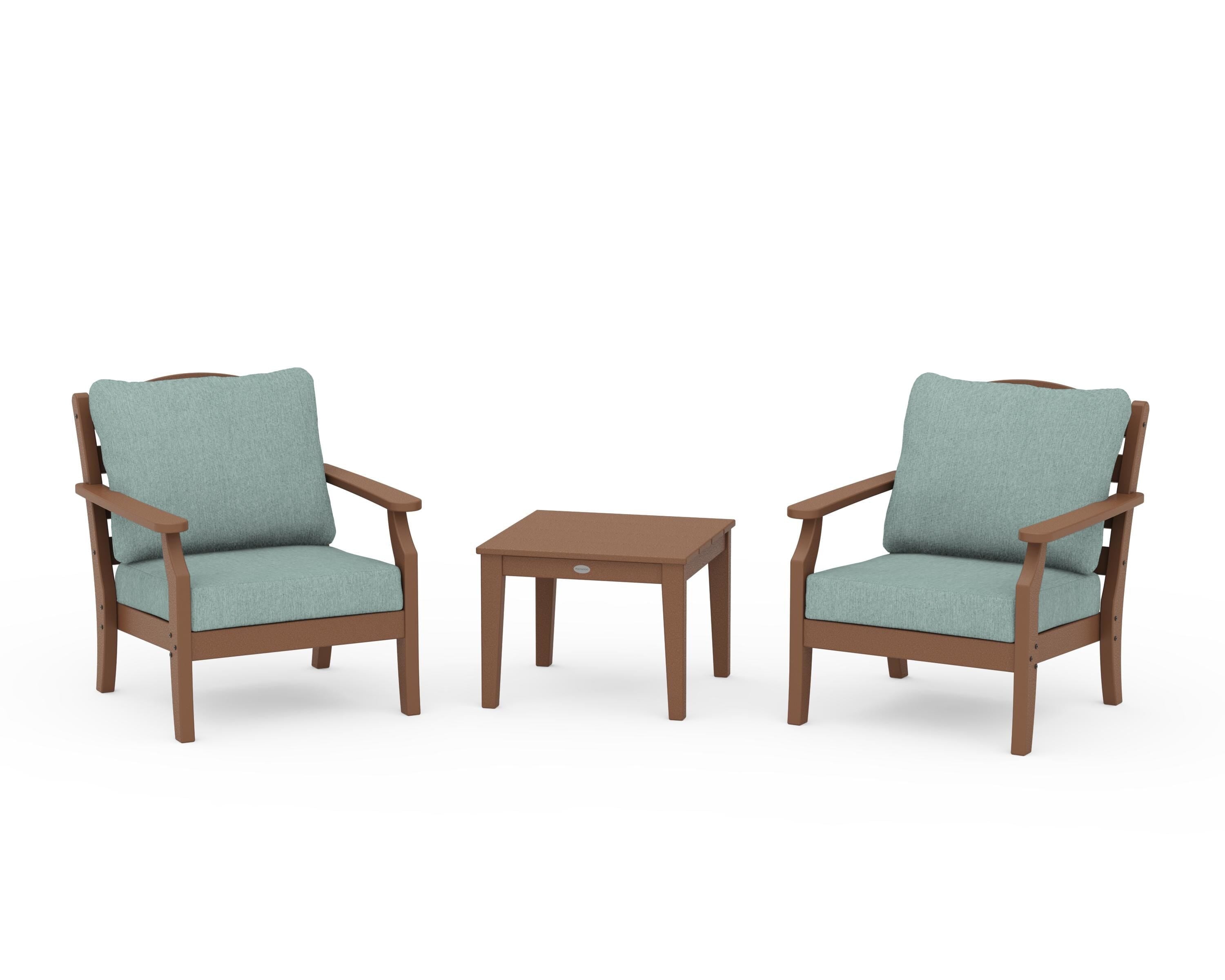 Draper James™ by POLYWOOD® Savannah 3-Piece Deep Seating Set in Teak / Glacier Spa