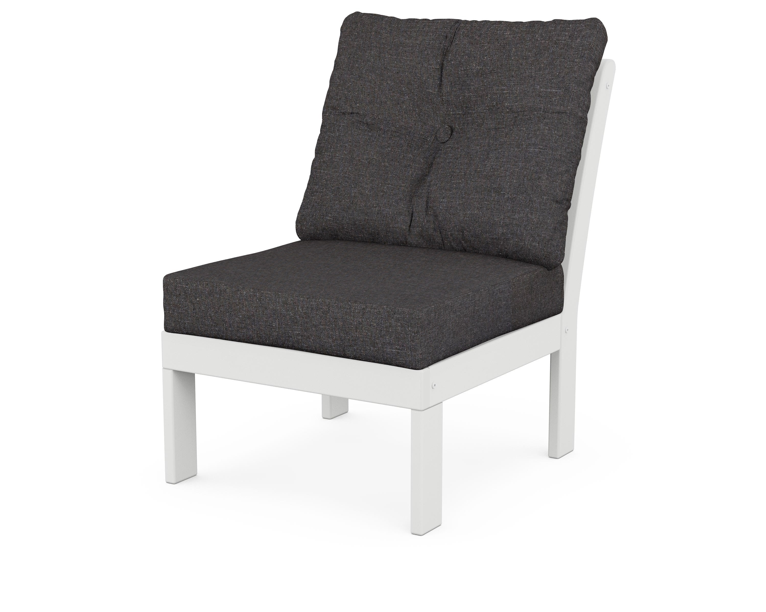 POLYWOOD® Vineyard Modular Armless Chair in White / Ash Charcoal
