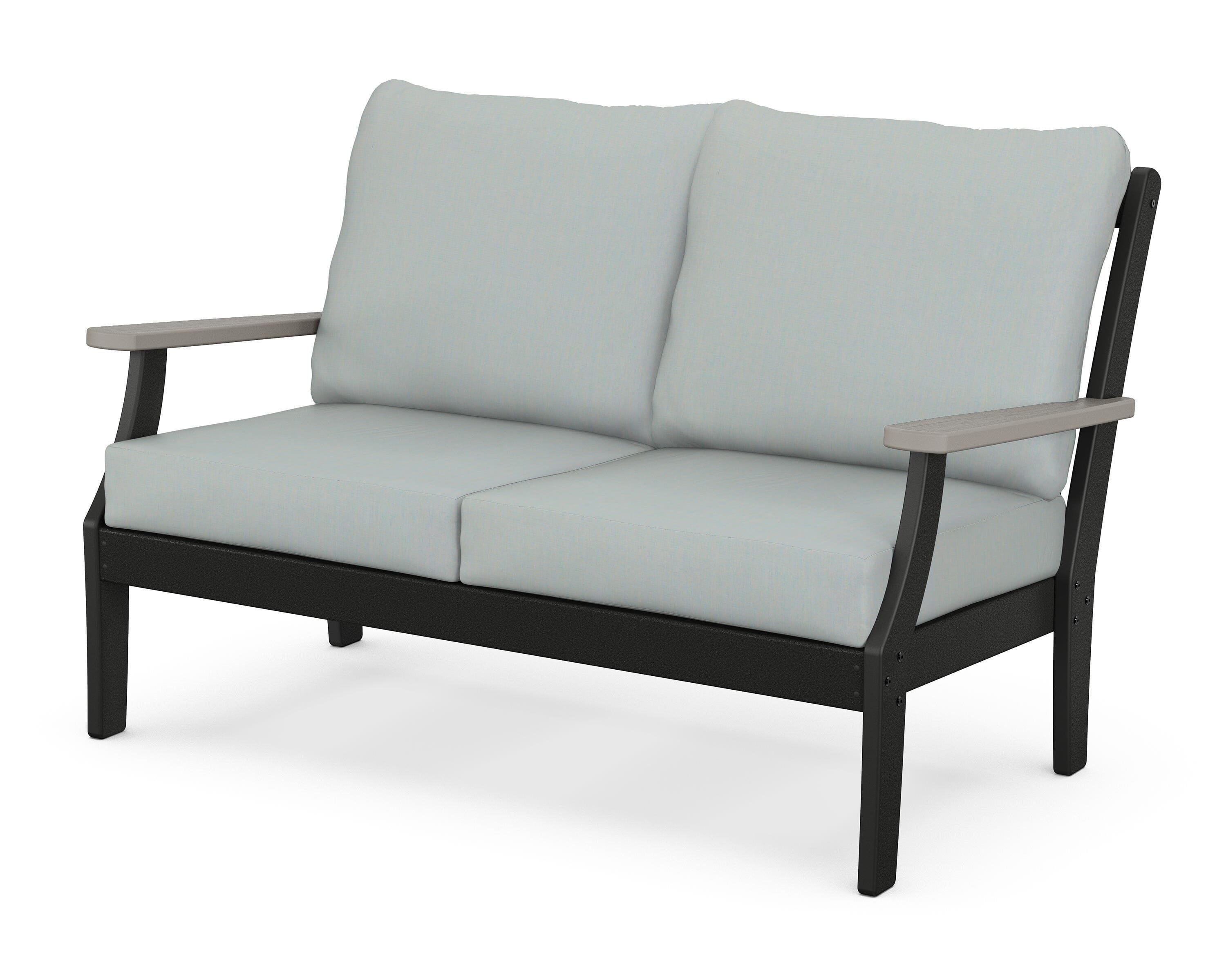 POLYWOOD® Braxton Deep Seating Loveseat in Black / Driftwood / Spa