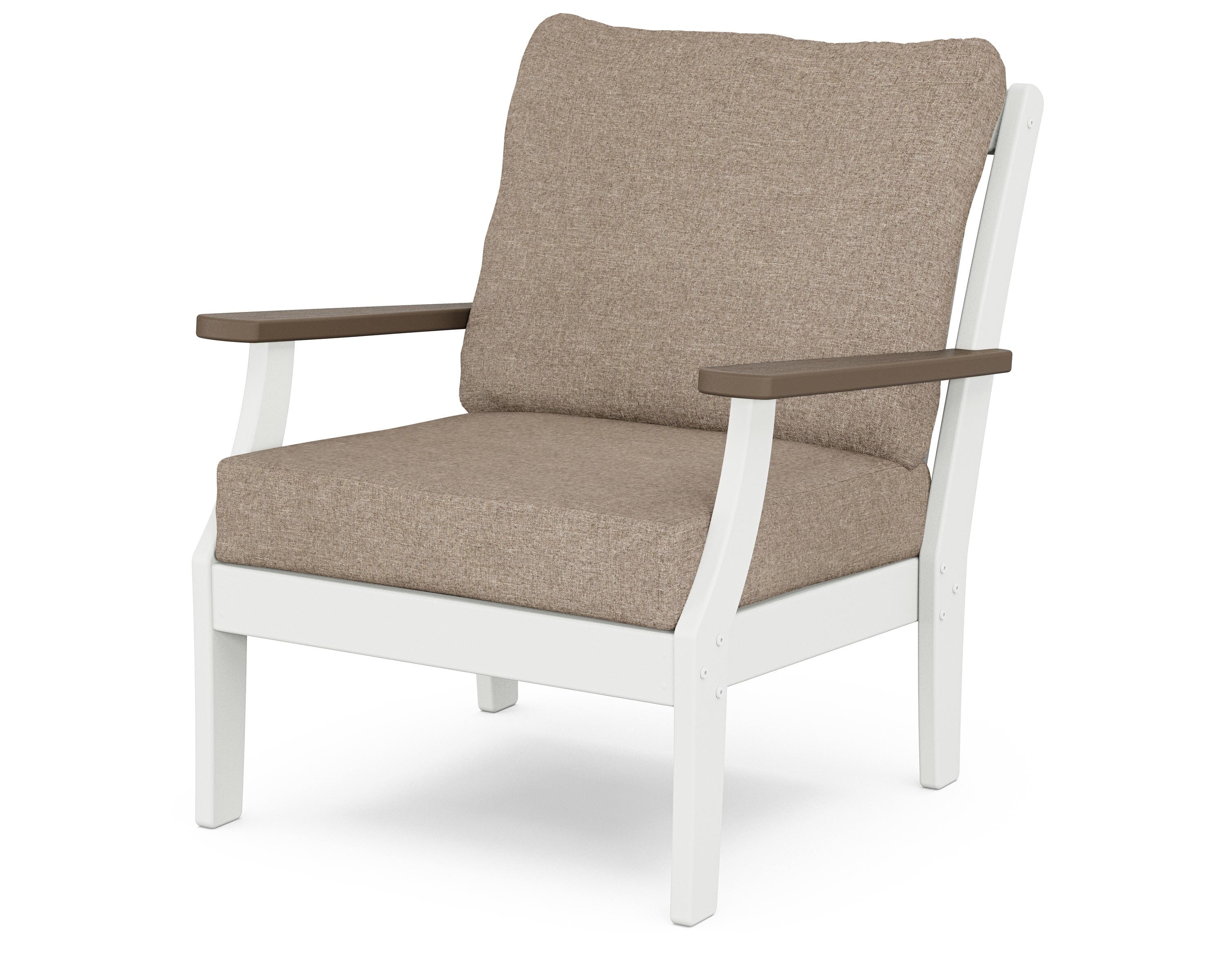 POLYWOOD® Braxton Deep Seating Chair in White / Kona / Spiced Burlap