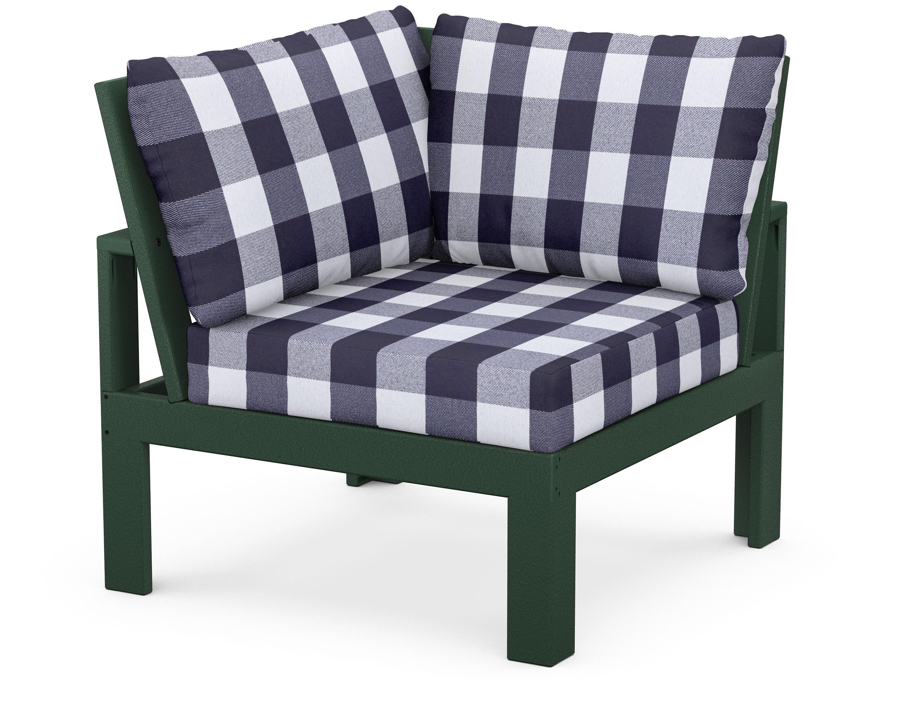Unbranded Modular Corner Chair in Green / Buffalo Plaid Navy
