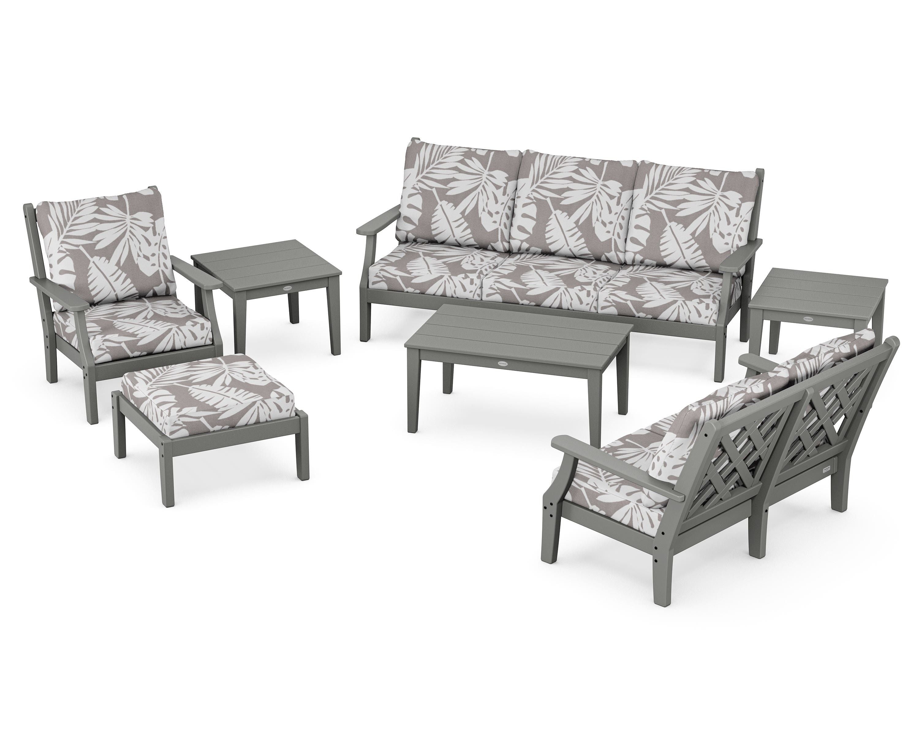 Country Living Wovendale 7-Piece Deep Seating Set in Slate Grey / Leaf Grey Mist