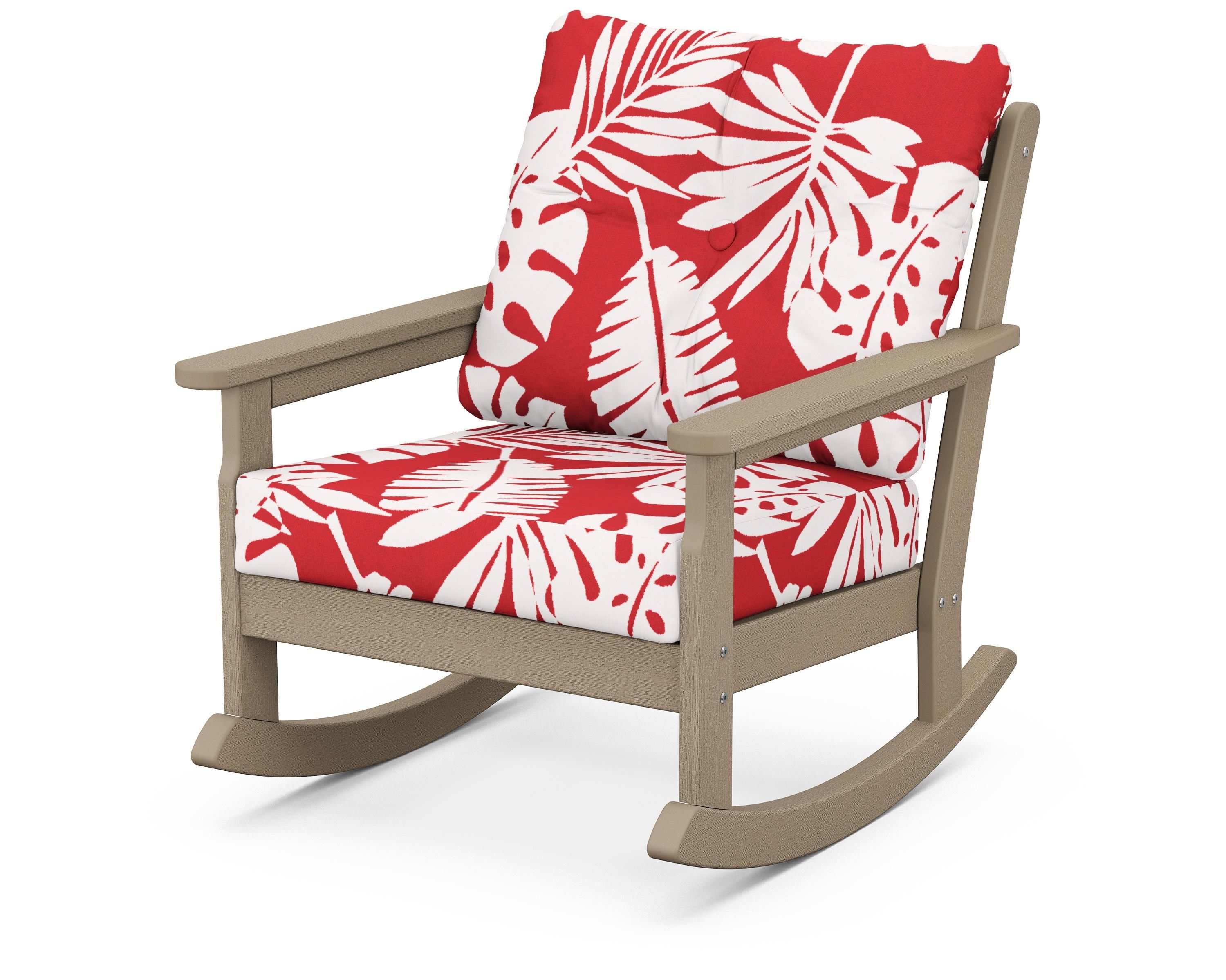 POLYWOOD® Vineyard Deep Seating Rocking Chair in Vintage Sahara / Leaf Crimson