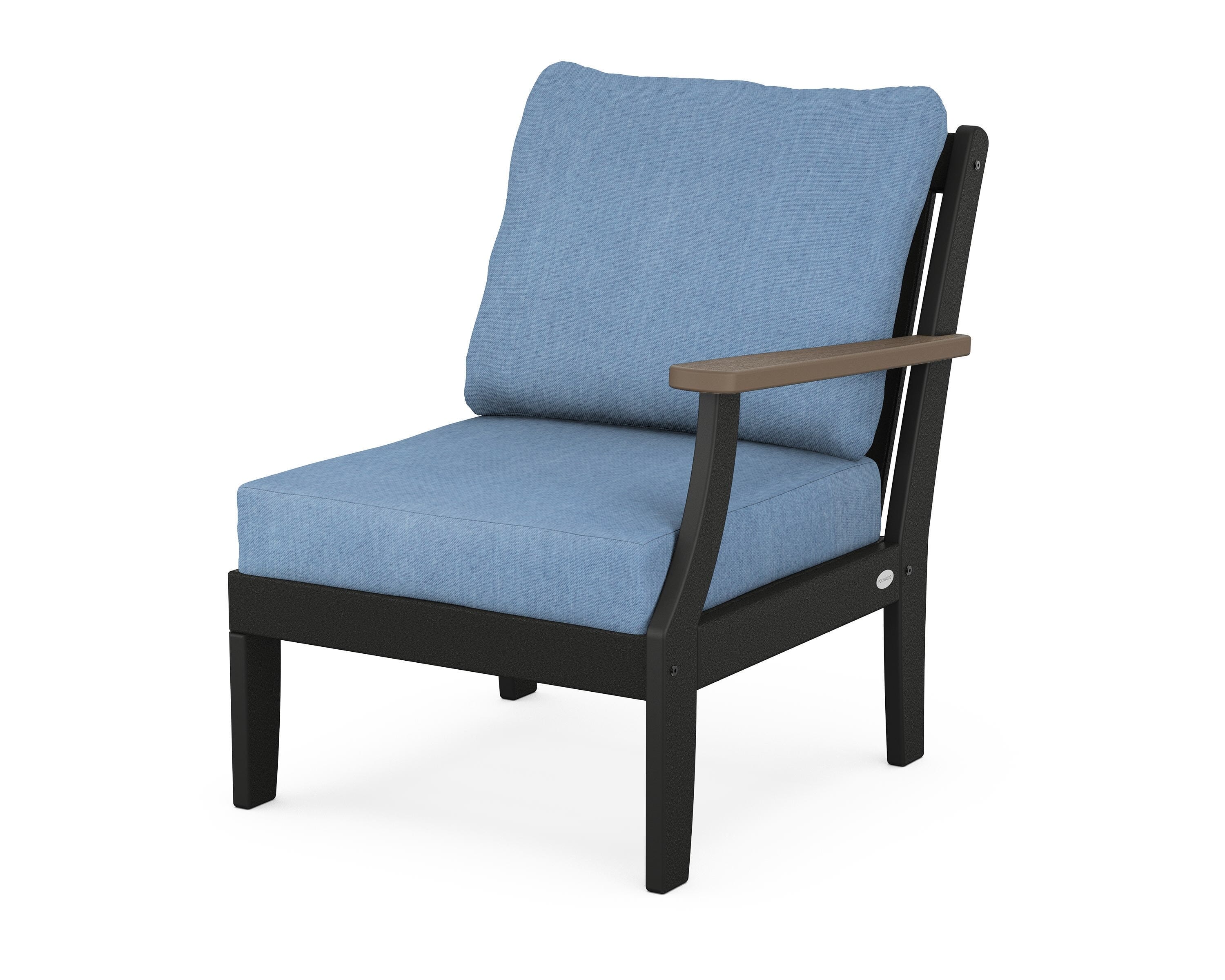 POLYWOOD® Braxton Modular Right Arm Chair in Black / Kona / Sky Blue