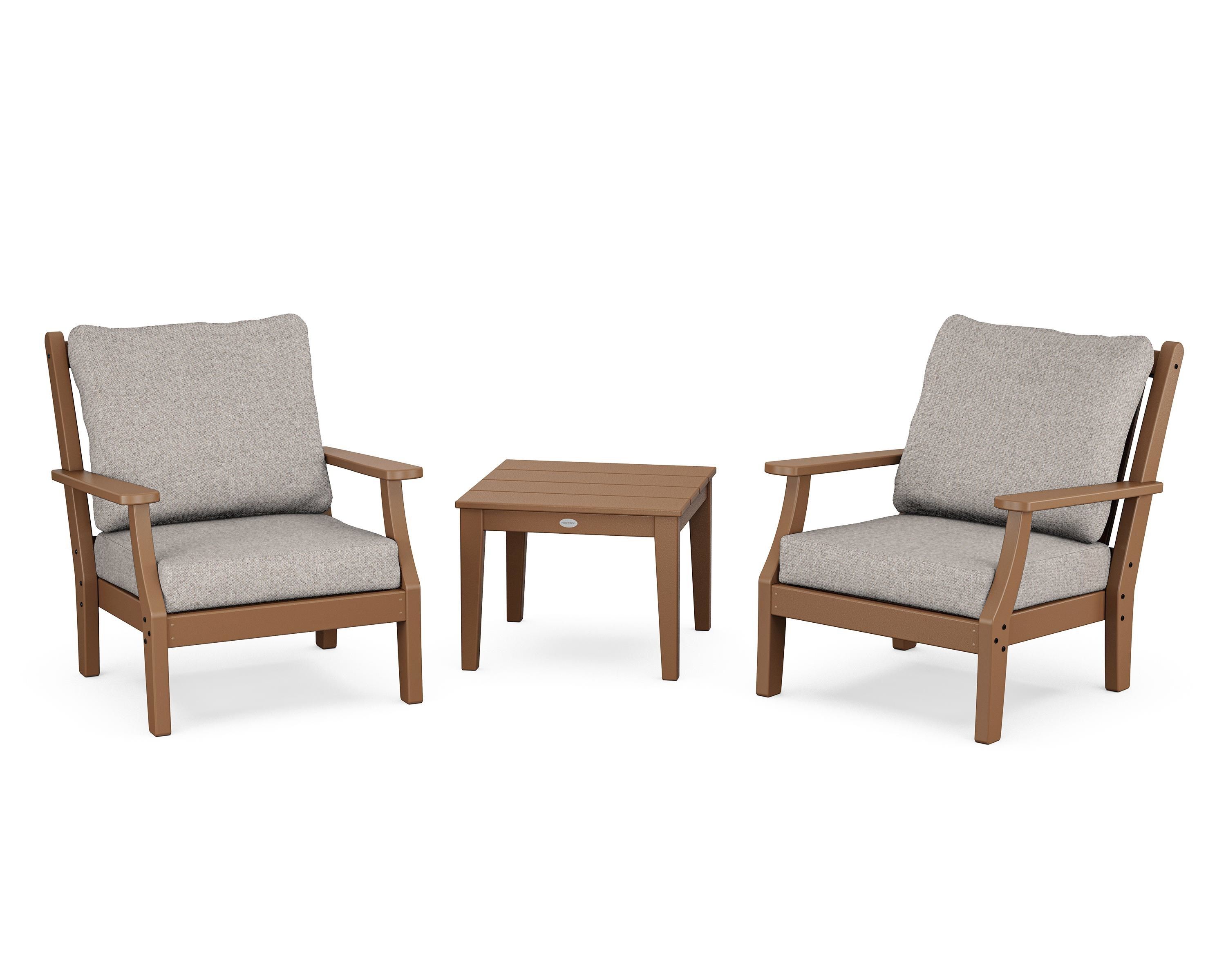 Country Living Wovendale 3-Piece Deep Seating Set in Teak / Weathered Tweed