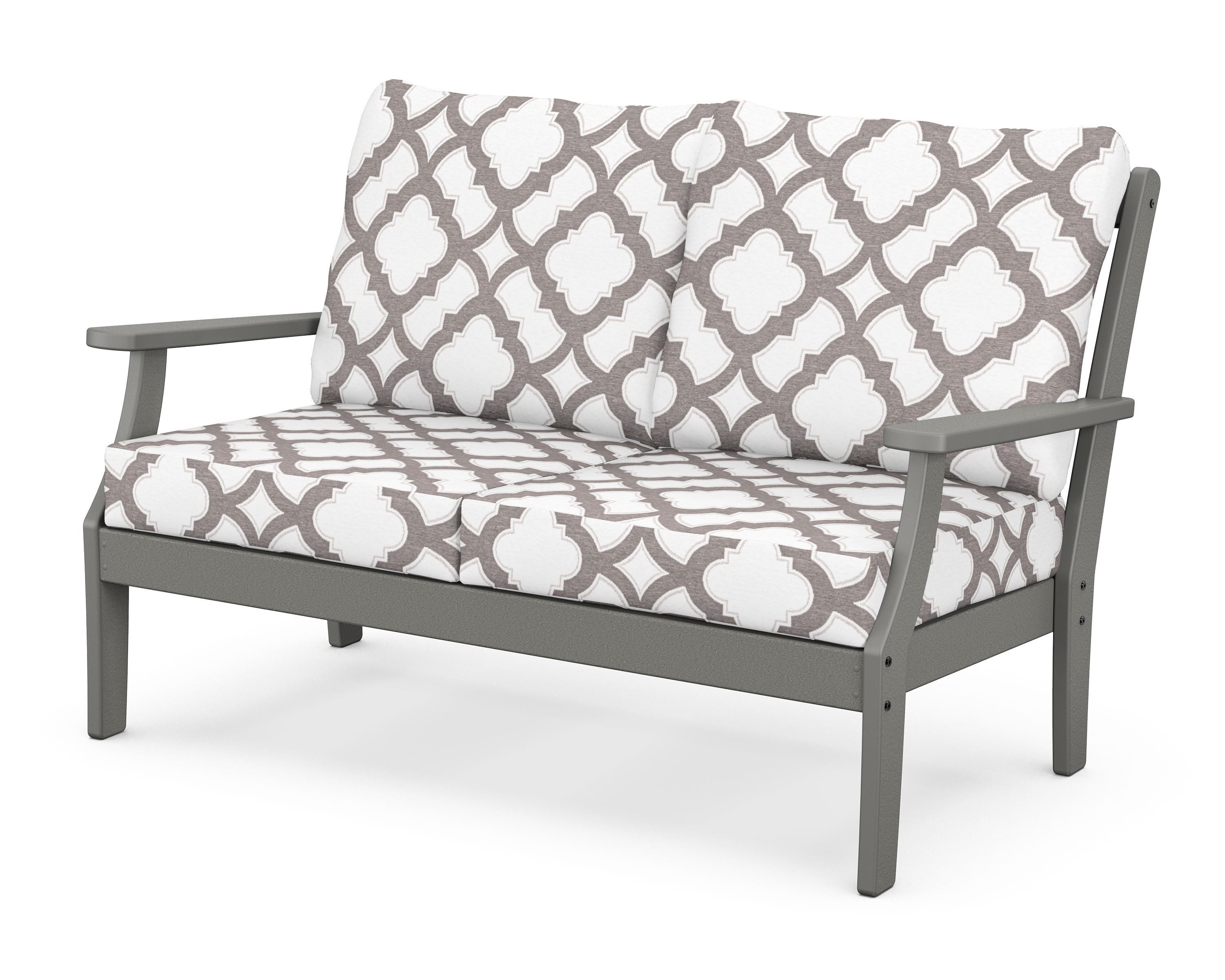 POLYWOOD® Braxton Deep Seating Loveseat in Slate Grey / Trellis Grey Mist
