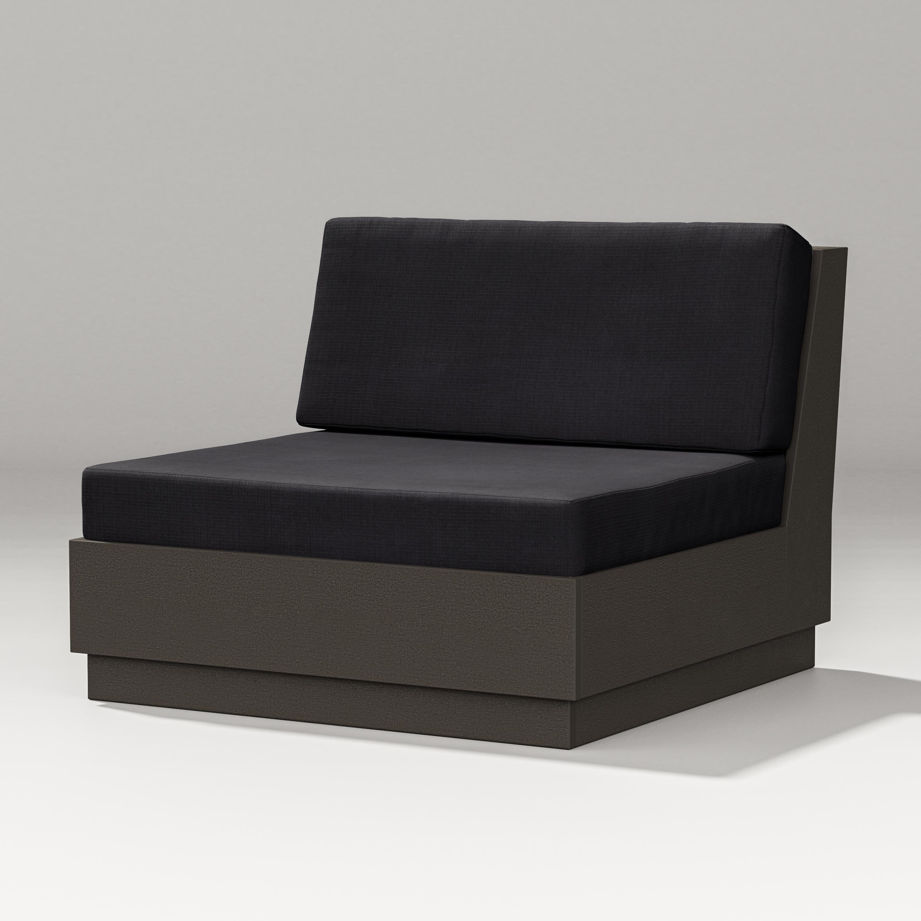 PW Designer Series Elevate Modular Armless Chair in Vintage Coffee / Midnight Linen
