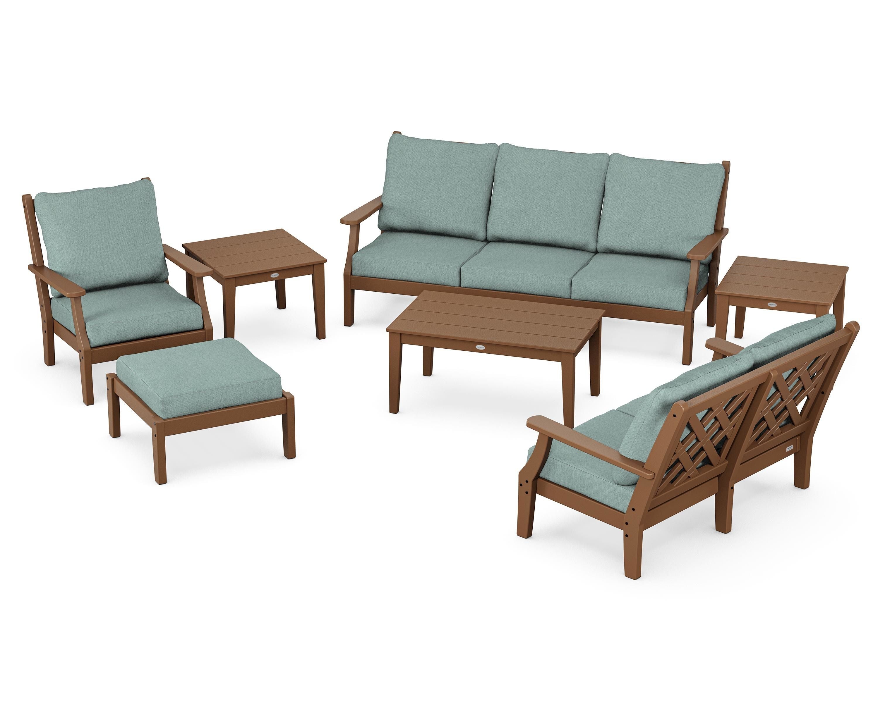 Country Living Wovendale 7-Piece Deep Seating Set in Teak / Glacier Spa