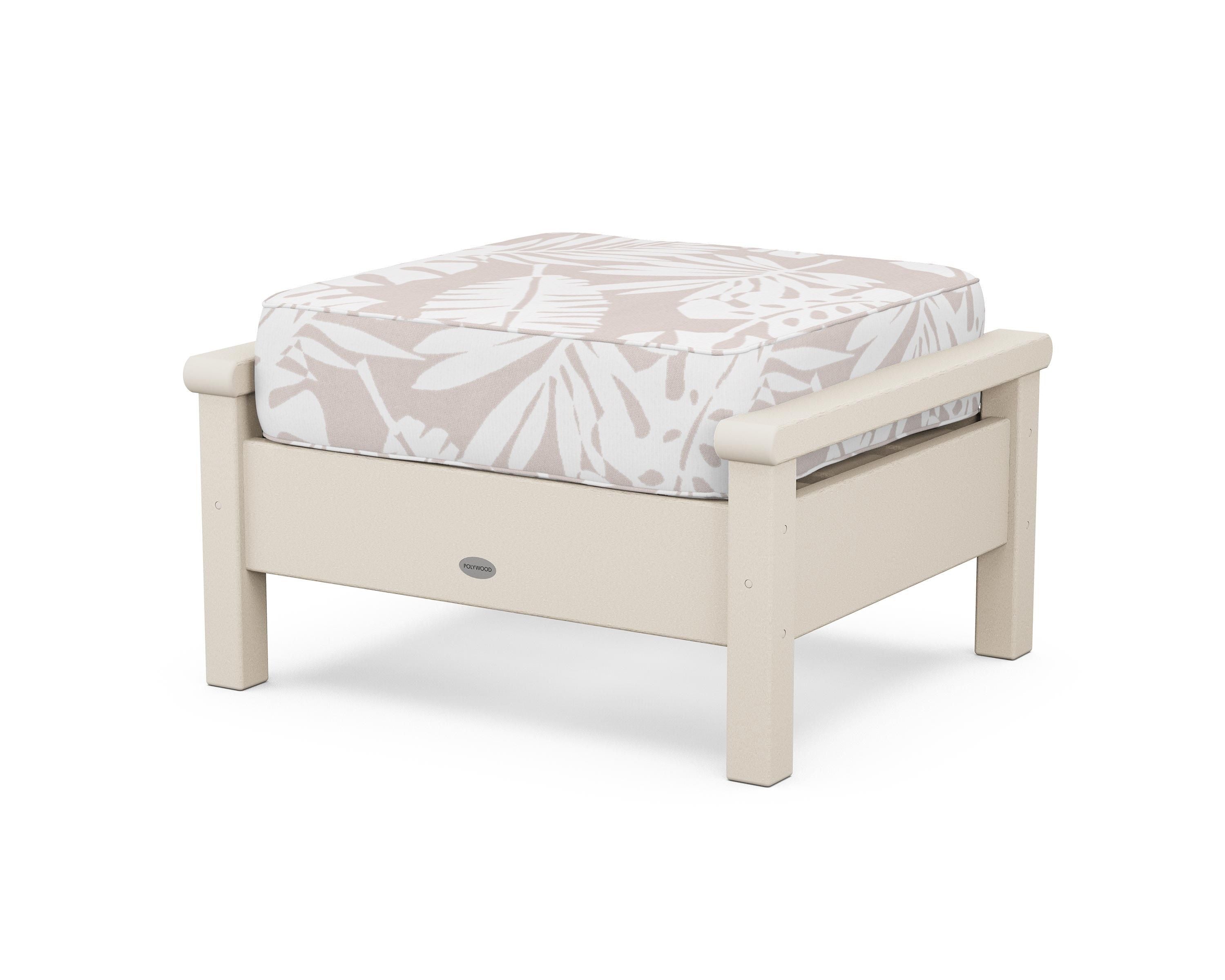 POLYWOOD® Harbour Deep Seating Ottoman in Sand / Leaf Dune Burlap