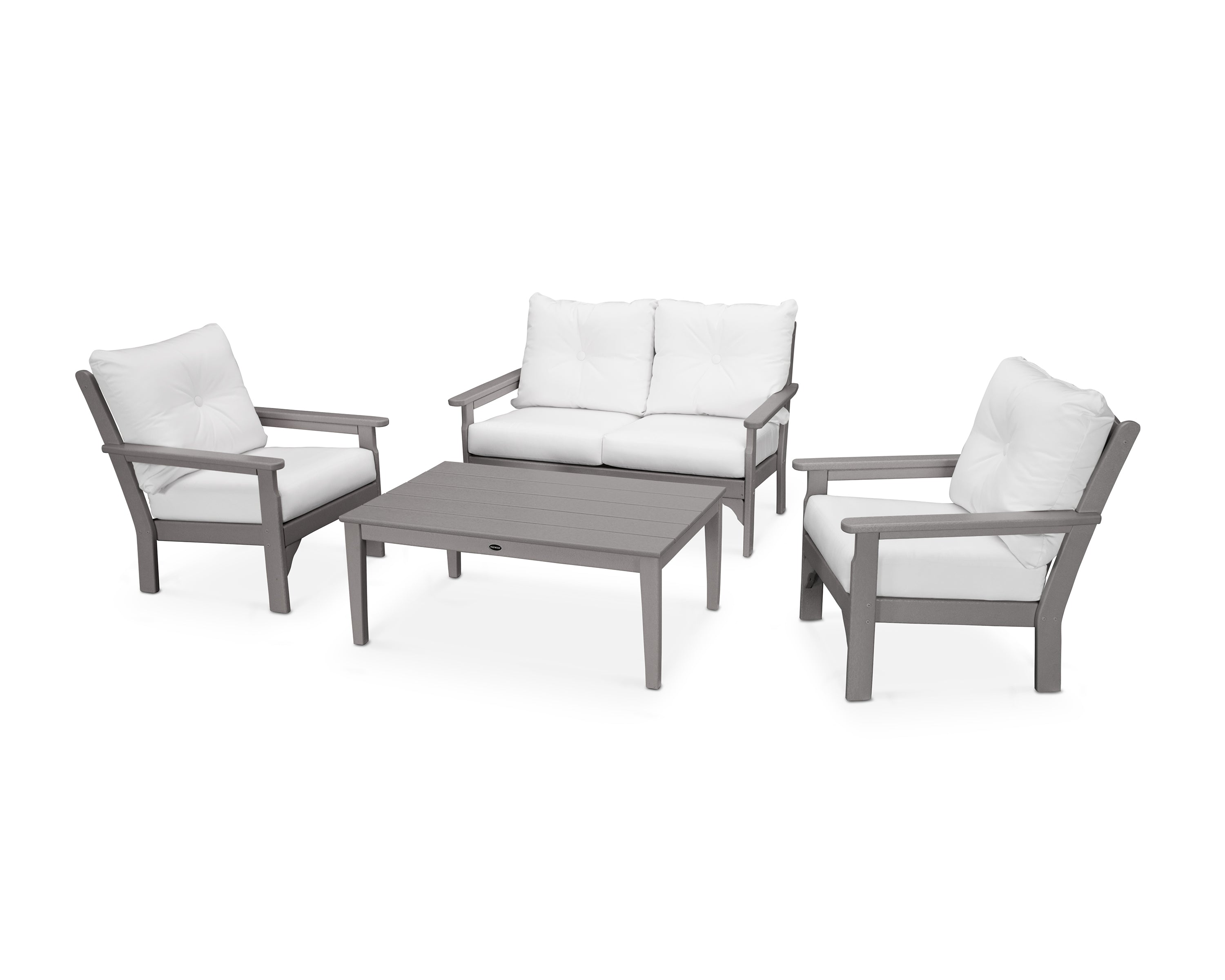POLYWOOD® Vineyard 4-Piece Deep Seating Set in Slate Grey / Natural