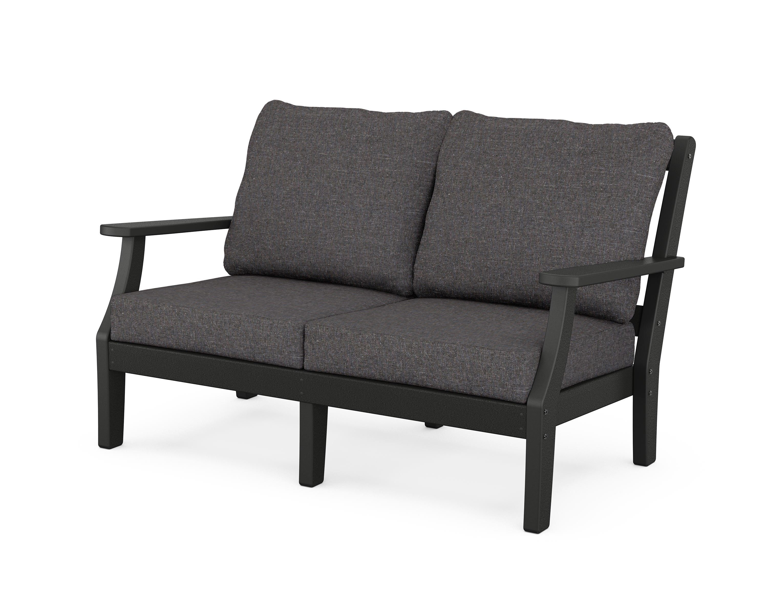 Martha Stewart by POLYWOOD® Chinoiserie Deep Seating Loveseat in Black / Ash Charcoal