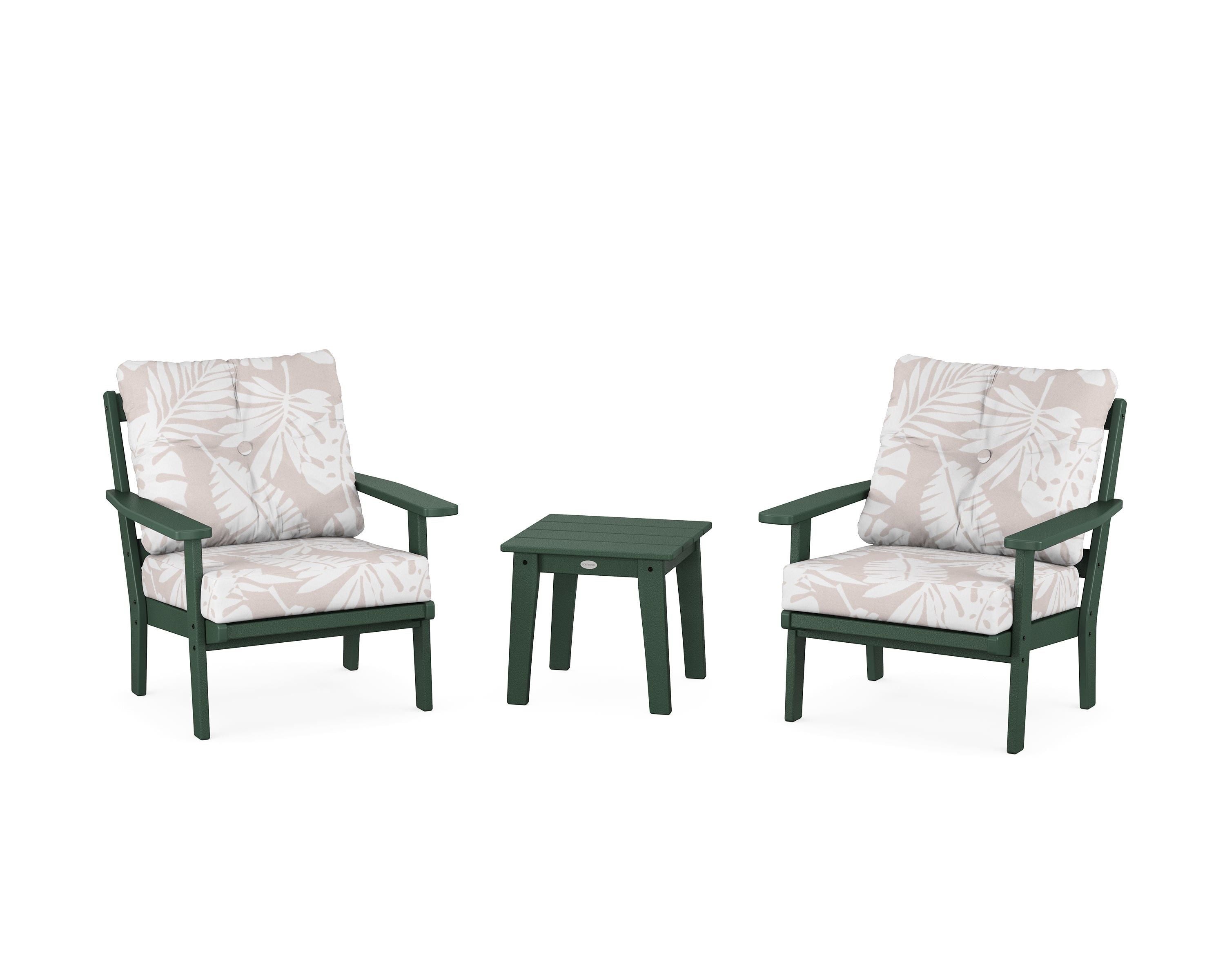 POLYWOOD® Prairie 3-Piece Deep Seating Set in Green / Leaf Dune Burlap