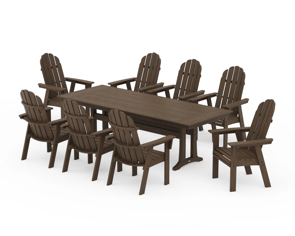 Vineyard 9-Piece Curveback Adirondack Farmhouse Dining Set with Trestle Legs