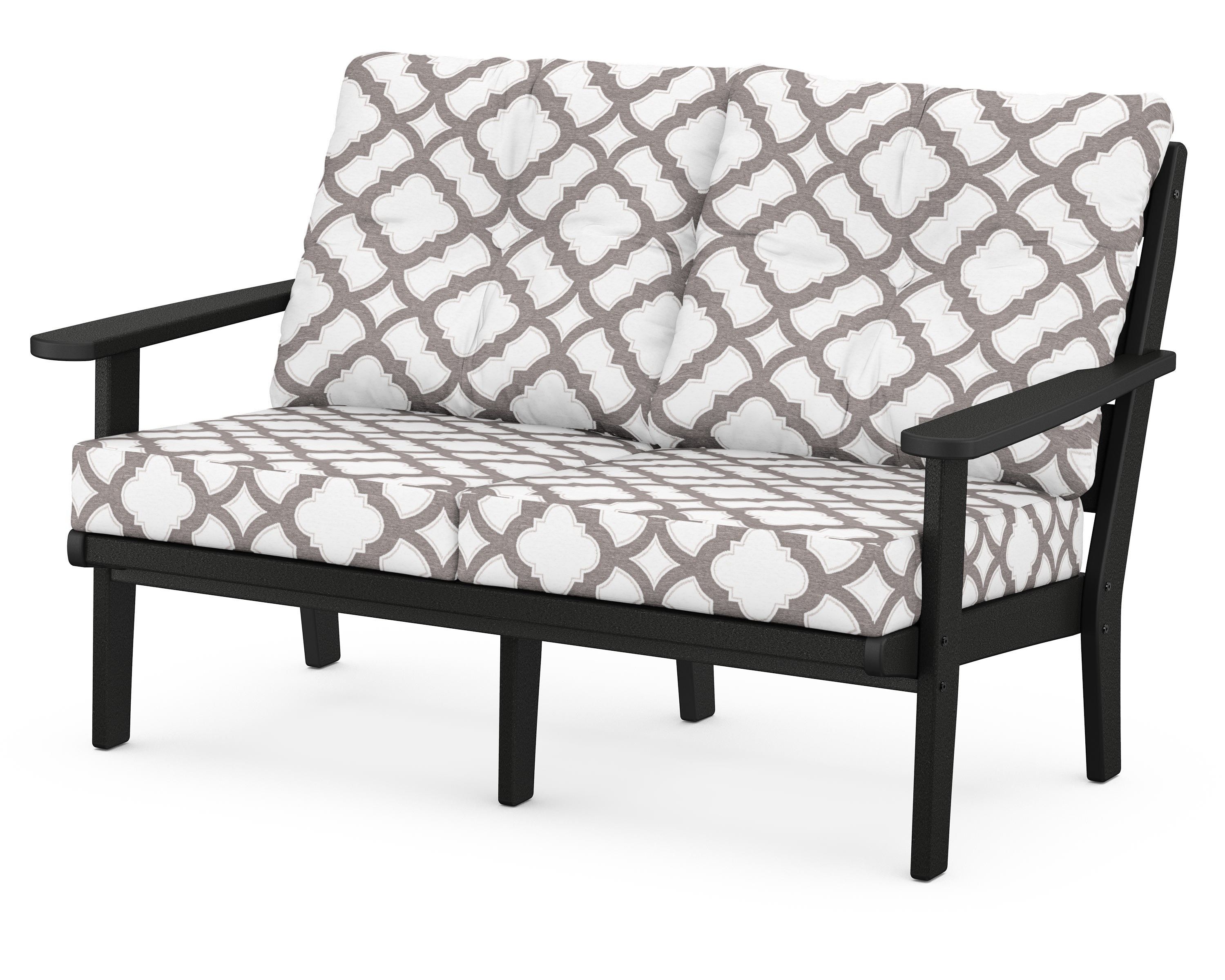 POLYWOOD® Lakeside Deep Seating Loveseat in Black / Trellis Grey Mist